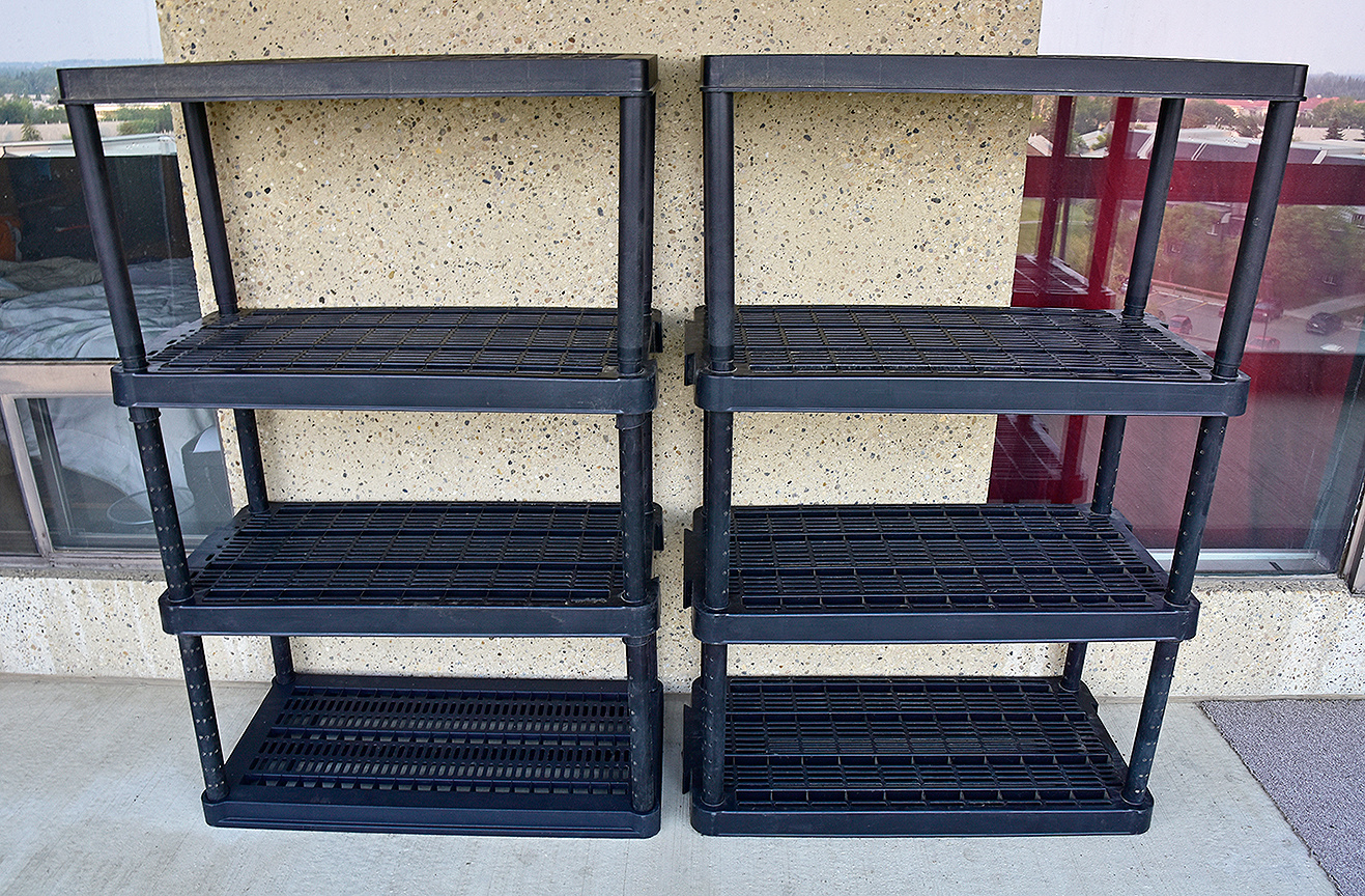 4-Tier Black Plastic Storage Shelving Unit (2 Available)