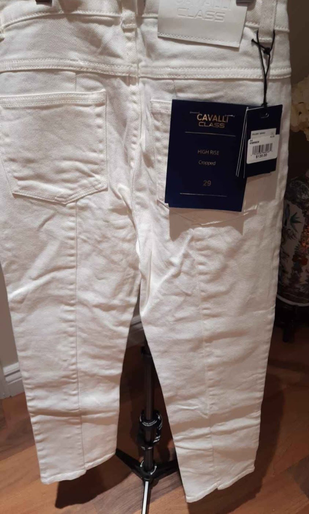 CAVALLI CLASS White High Rise Cropped Jeans Size 29 - photo 2