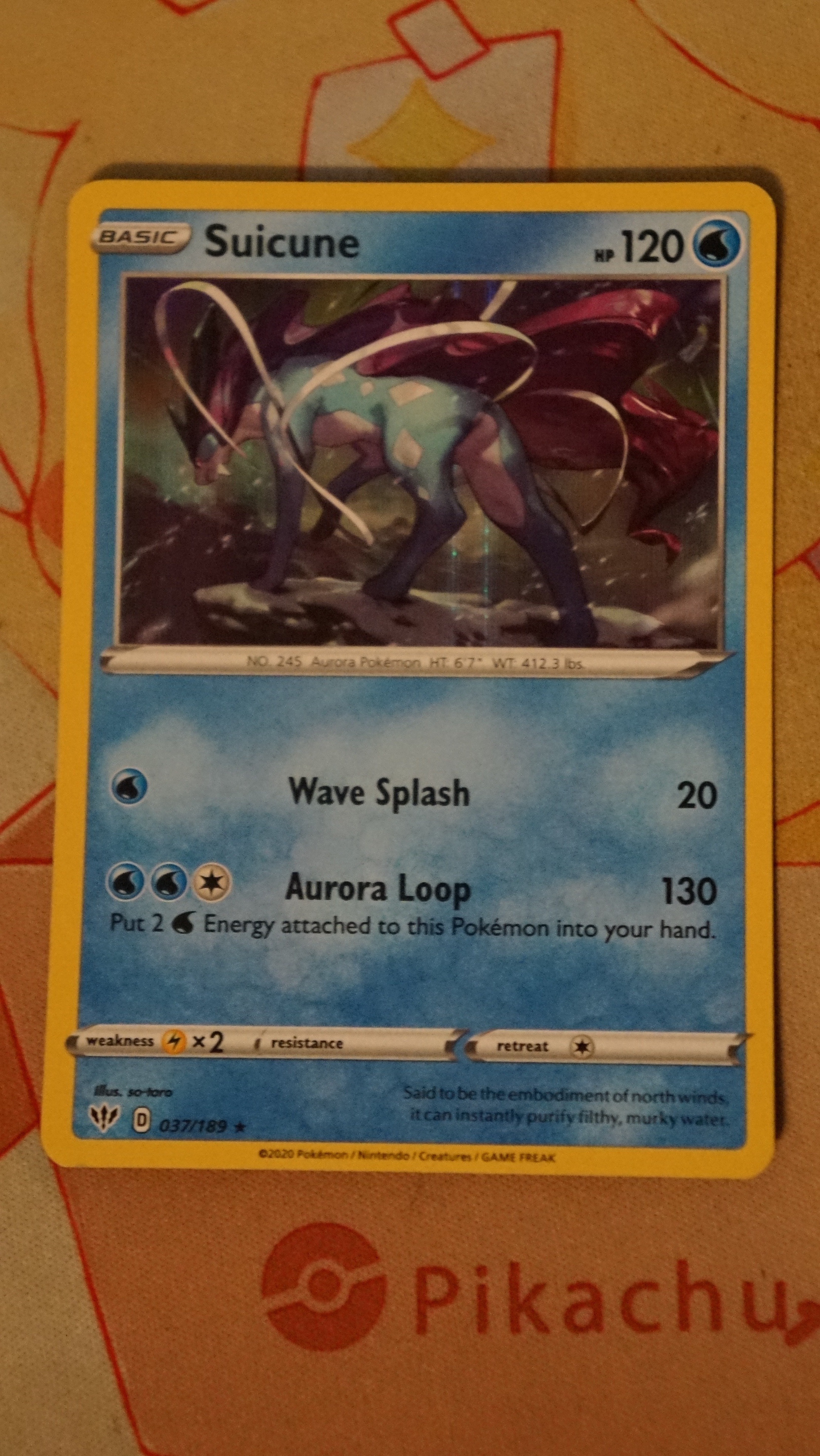 Pokemon Suicune 037/189 Darkness Ablaze Holo LP - photo 3