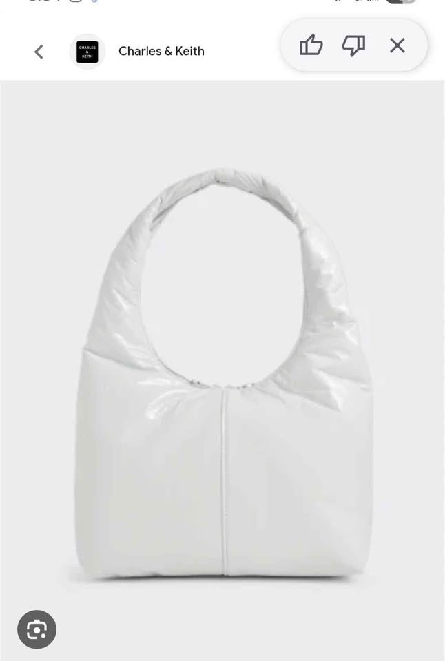 CHARLES AND KEITH WRINKLED-STYLE OVAL SHOULDER PUFFY BAG WHITE - photo 2