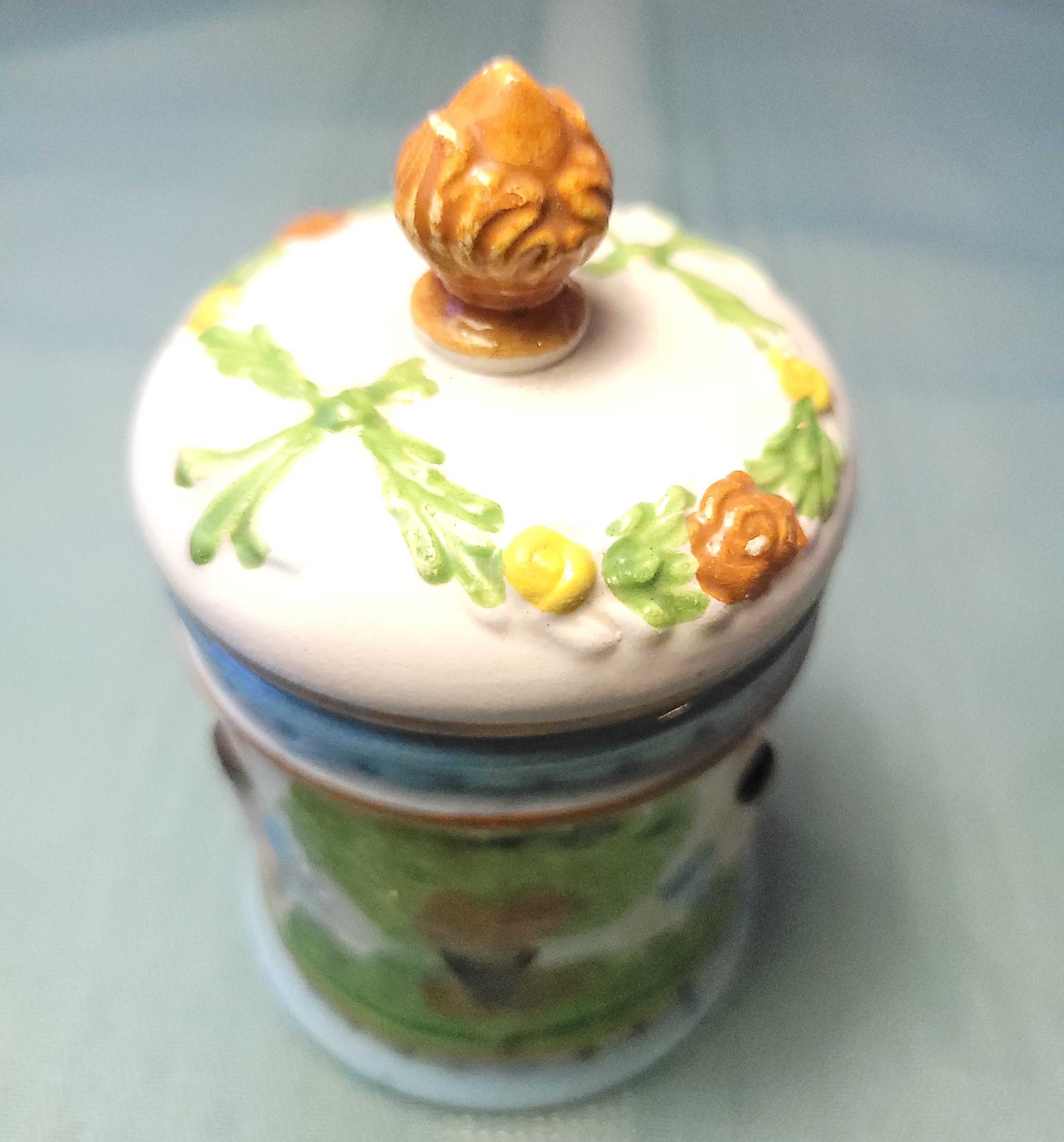 1965 Italian Ceramic Cherub Putti Lidded Jar | Hand Painted - photo 4