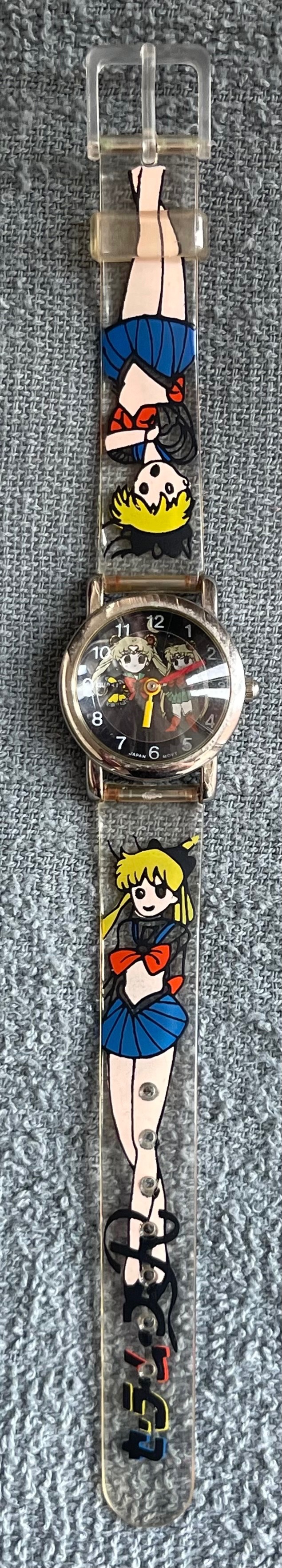 Vintage 90s Sailor Moon Anime Clear Watch (Needs Battery)