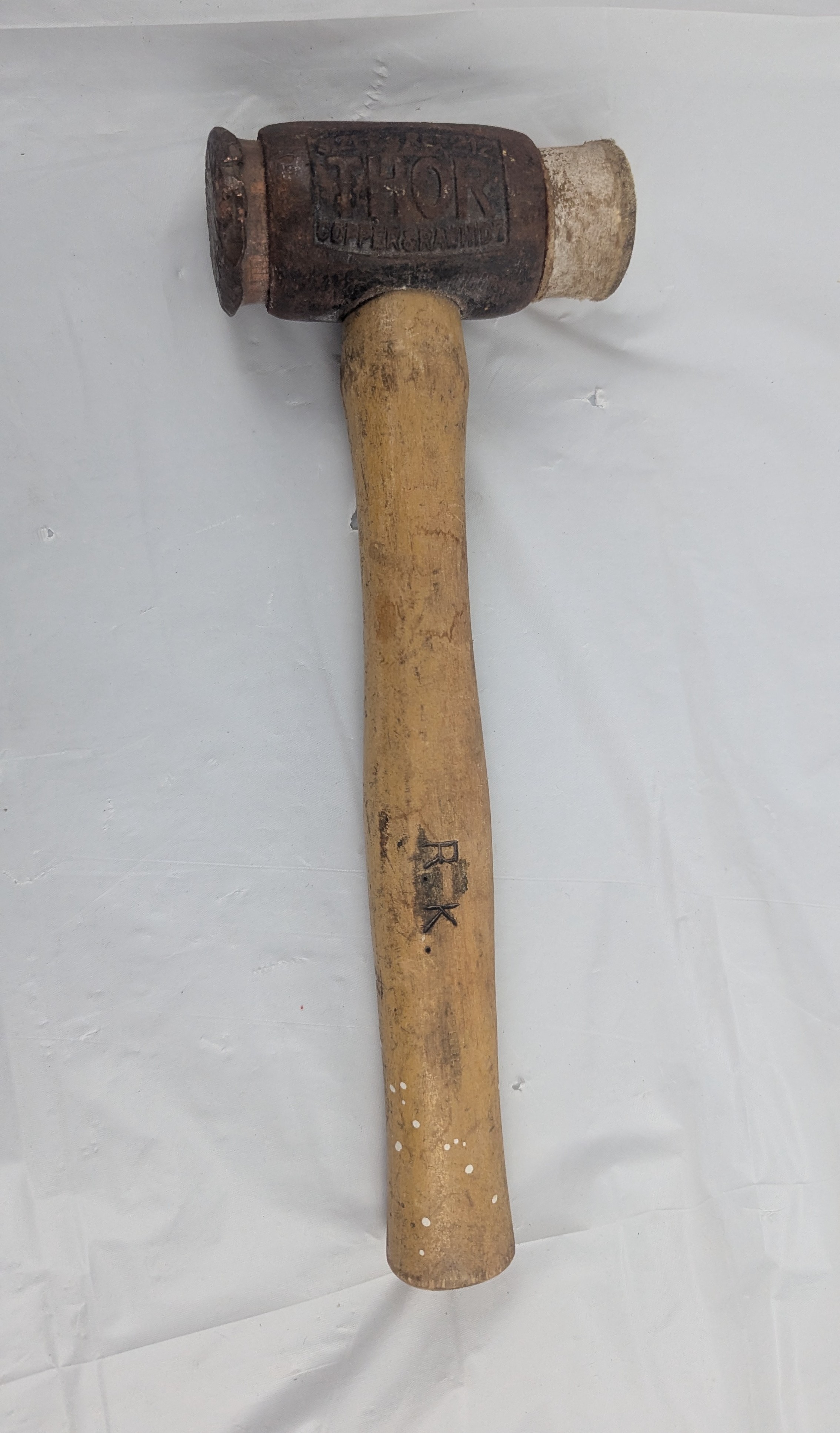 Vintage Antique THOR Hammer Company Copper & Rawhide Wood Handle - photo 4