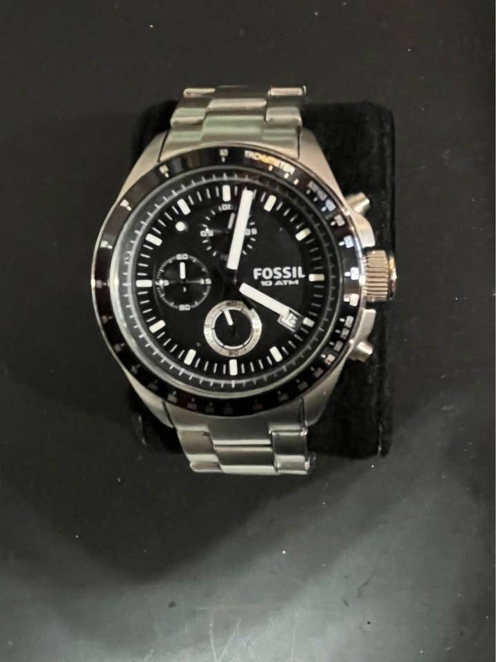 Fossil Quartz Watch CH2600 Men 100m Silver Steel Chronograph