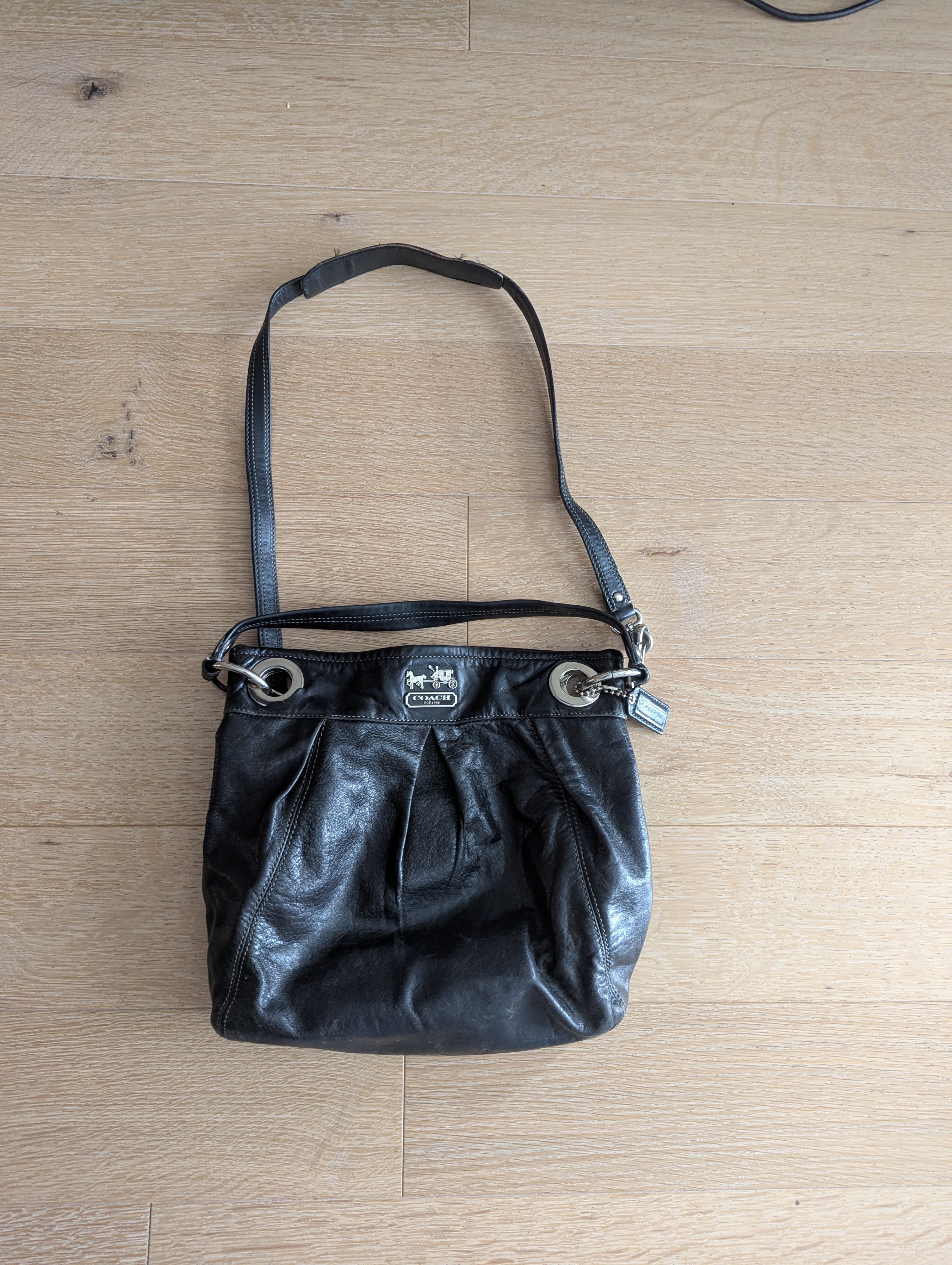 Black leather coach bag