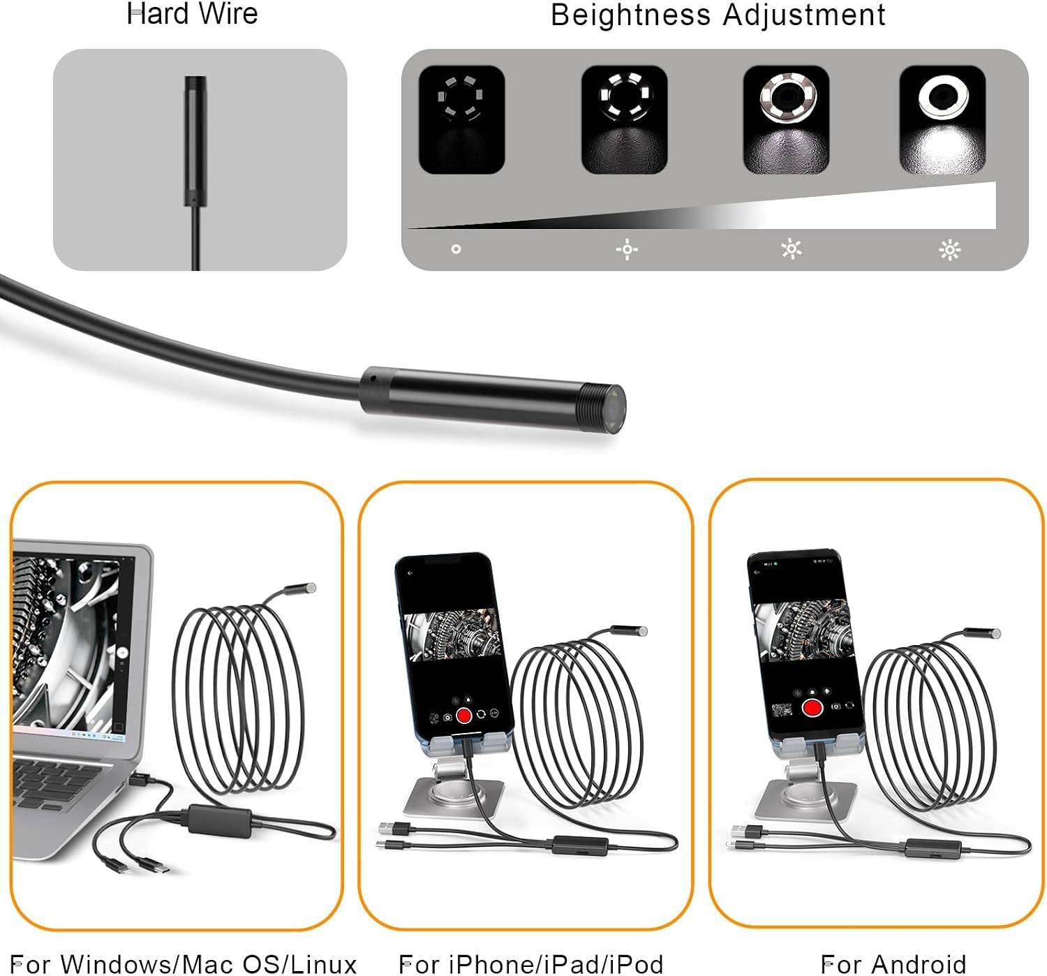 1920P HD Endoscope with 5.9ft Semi-Rigid, Endoscope Camera - photo 4