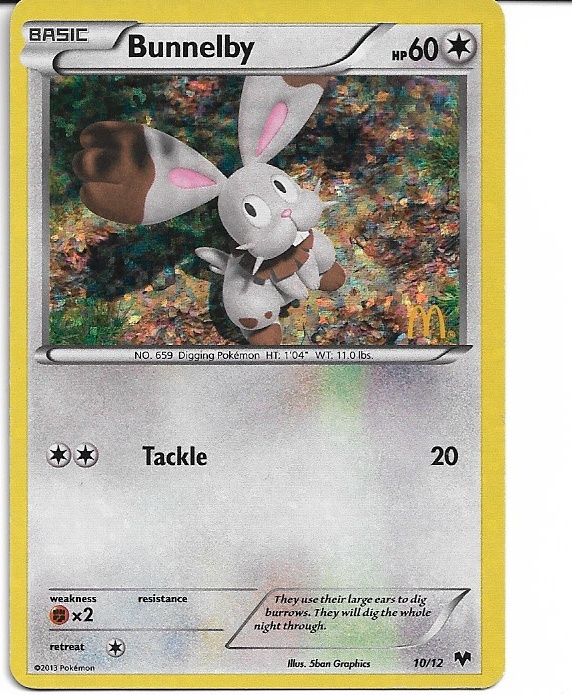 Pokemon Bunnelby 10/12 McDonald's Collection 2013 Holo LP