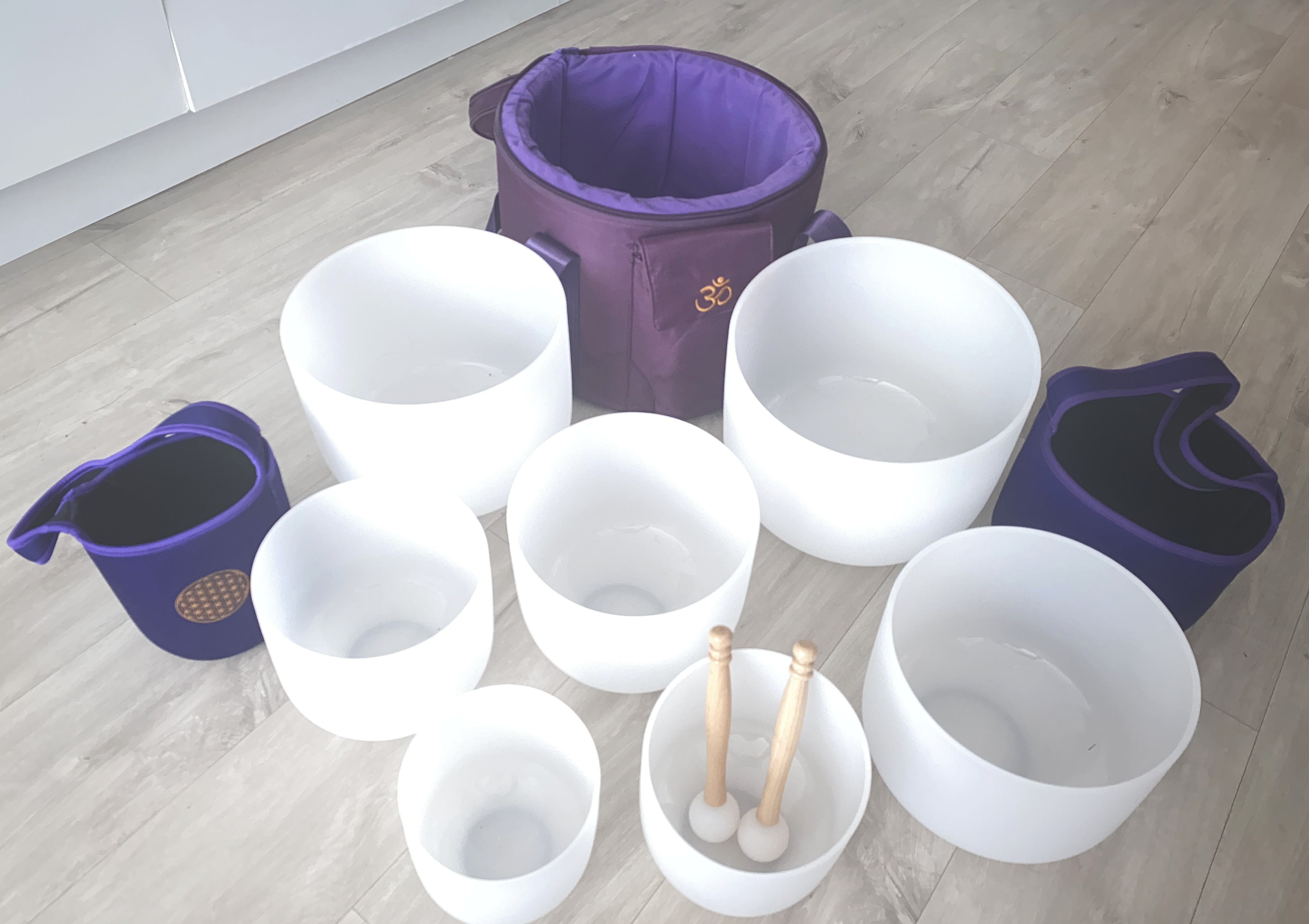 Perfect Pitch Hand Crafted Singing Bowl Set of 7 with Cases