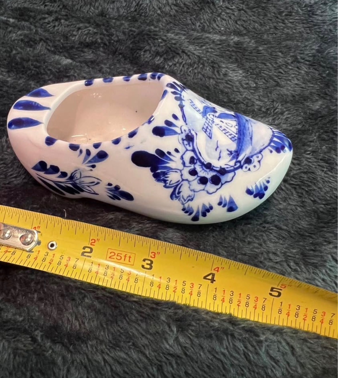 Vintage Delft-Style Dutch Clog Shoe – Hand-Painted Ceramic - photo 2