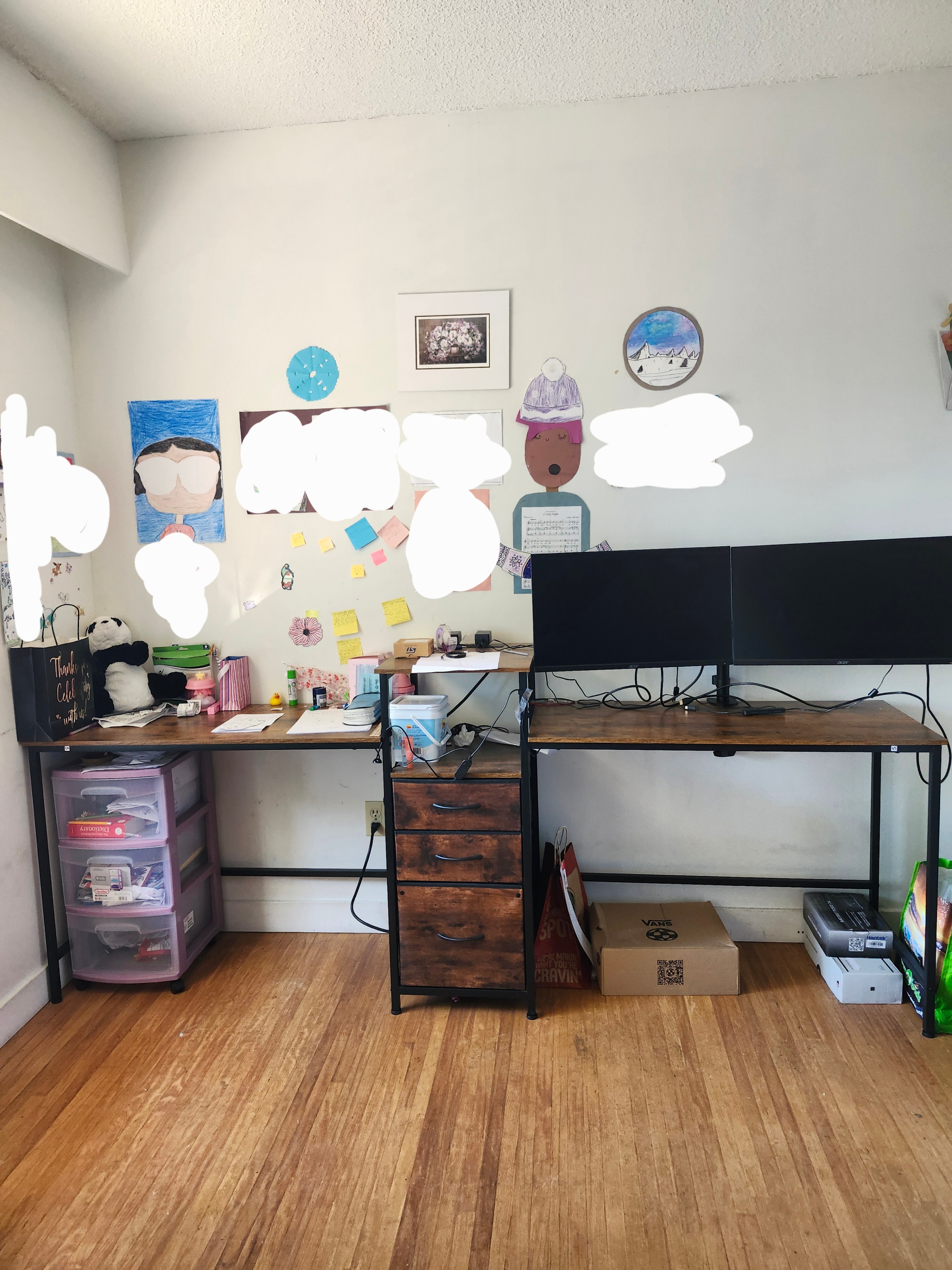 Moving Sale - Two Person Desk with Charging Station and Drawers