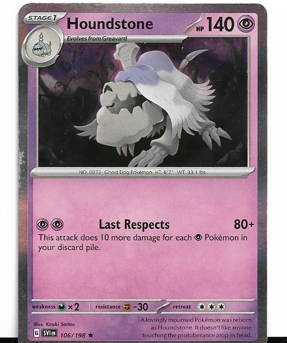 Pokemon Houndstone 106/198 Scarlet & Violet Base Holo LP