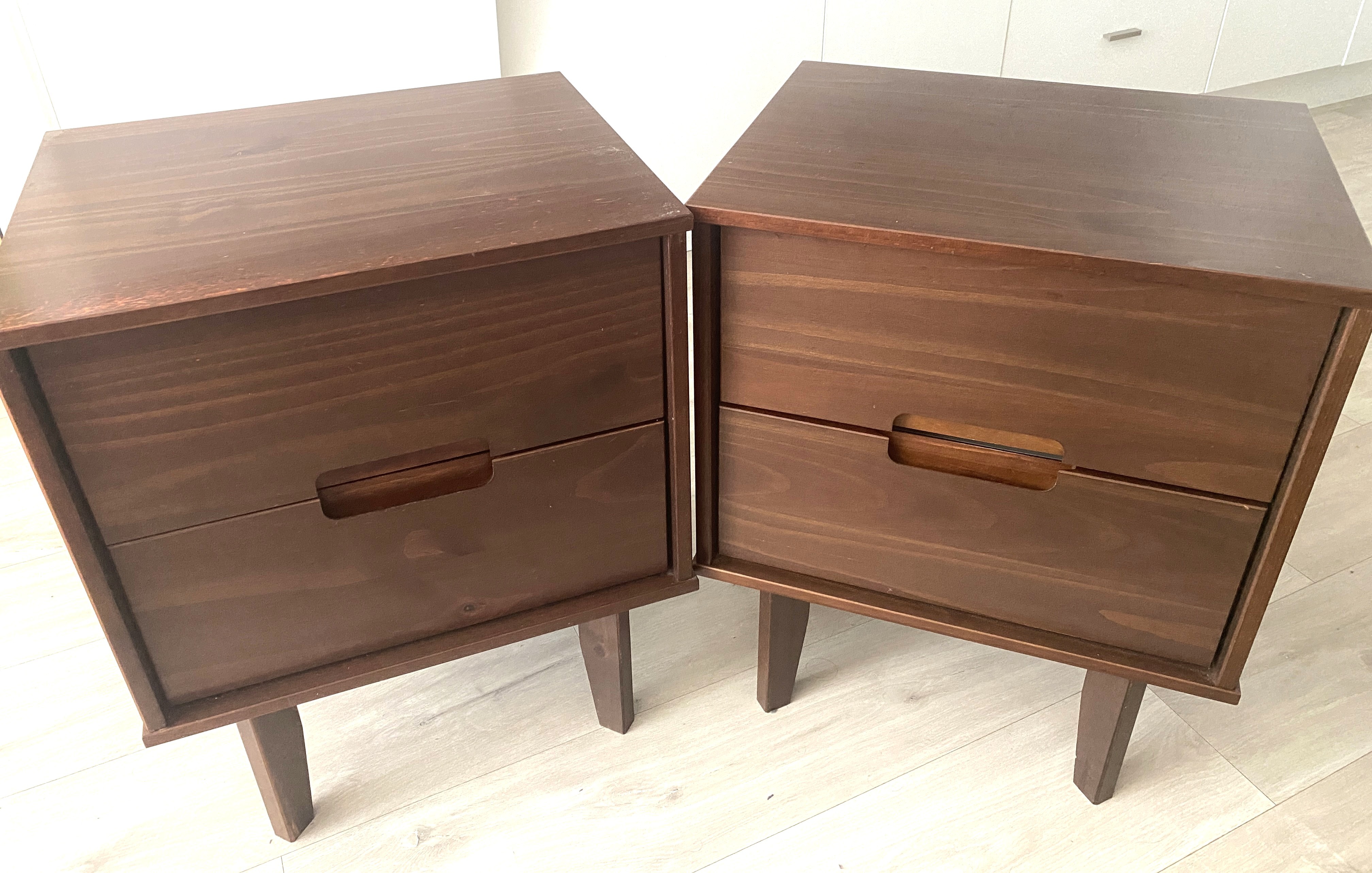 Pair of Walnut Color Nightstands - photo 2