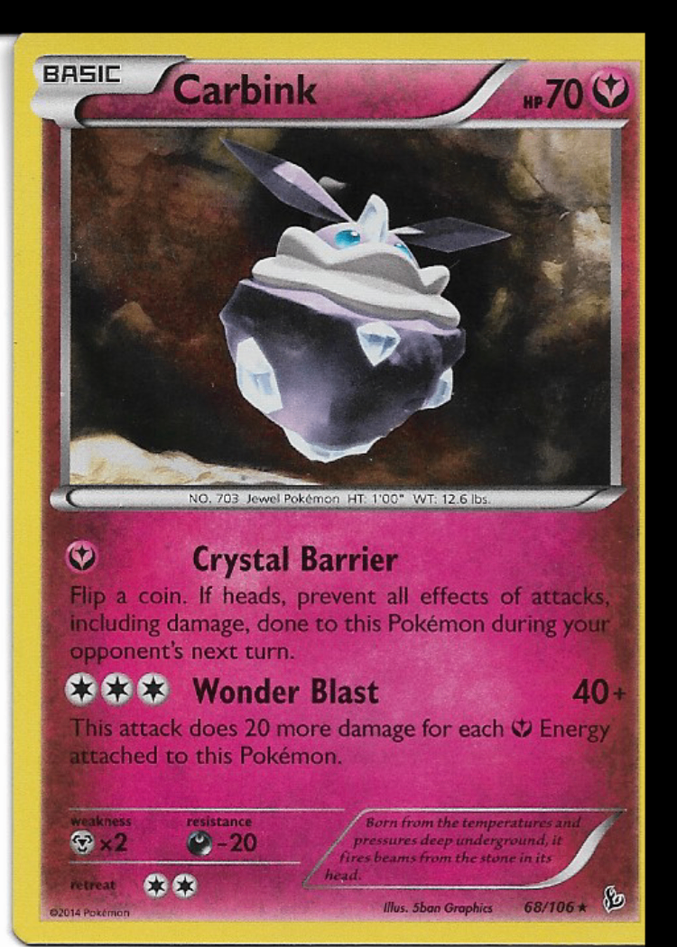 Pokemon Carbink 68/106 Flashfire Holo Rare LP