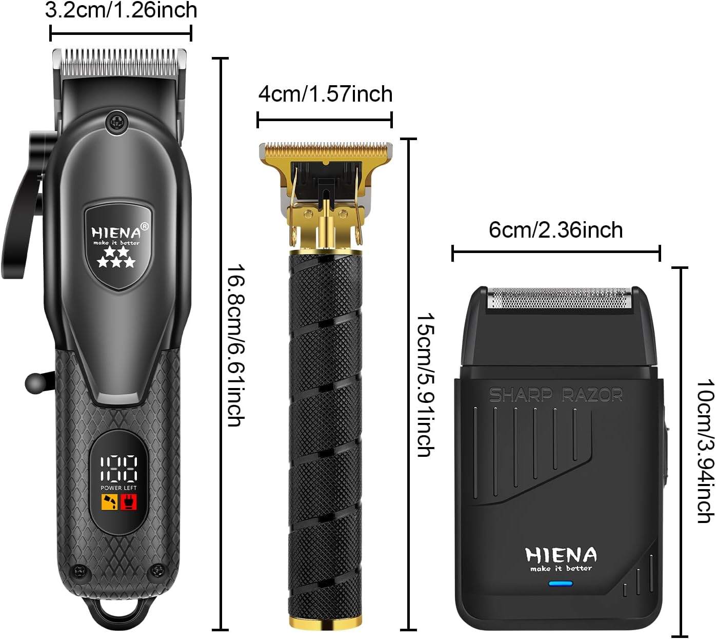 NEW~ HIENA PRO Hair Clipper Beard Trimmer w/ Foil Shaver - photo 5