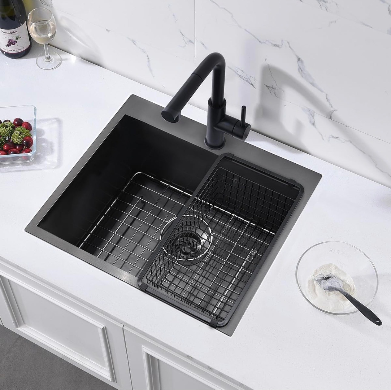 Black Drop in Kitchen Sink 21x18x10" 304 Stainless Steel 16Gauge - photo 4