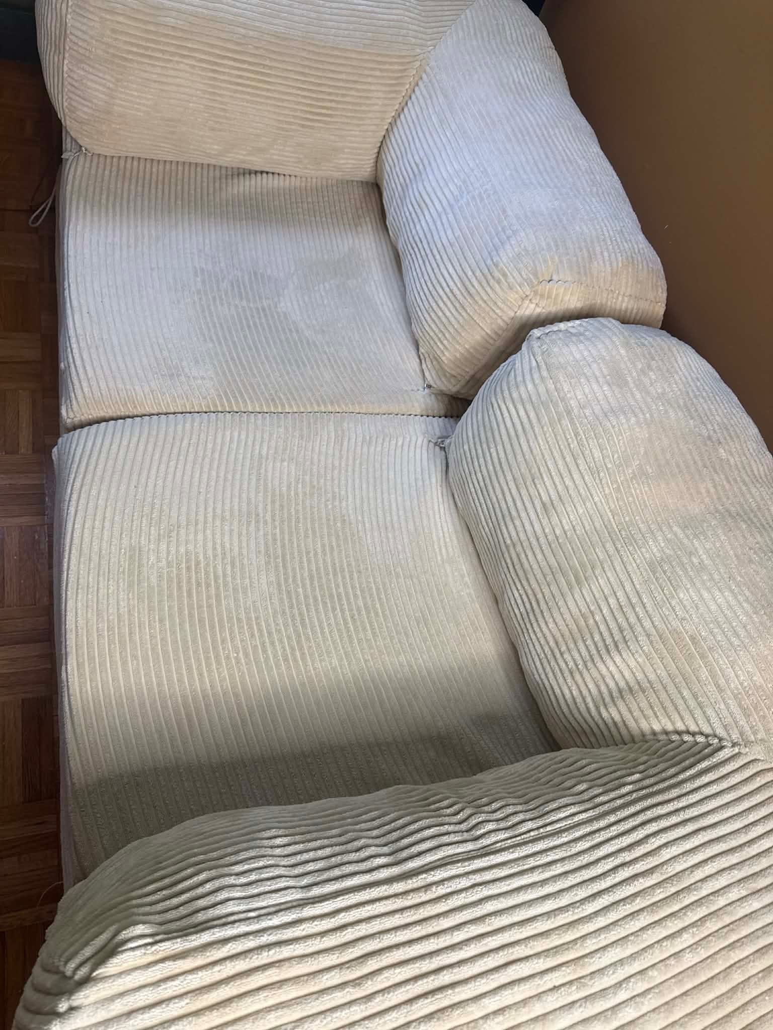2-Seater Corduroy Loveseat with Upholstered Cushion- Light Beige - photo 5