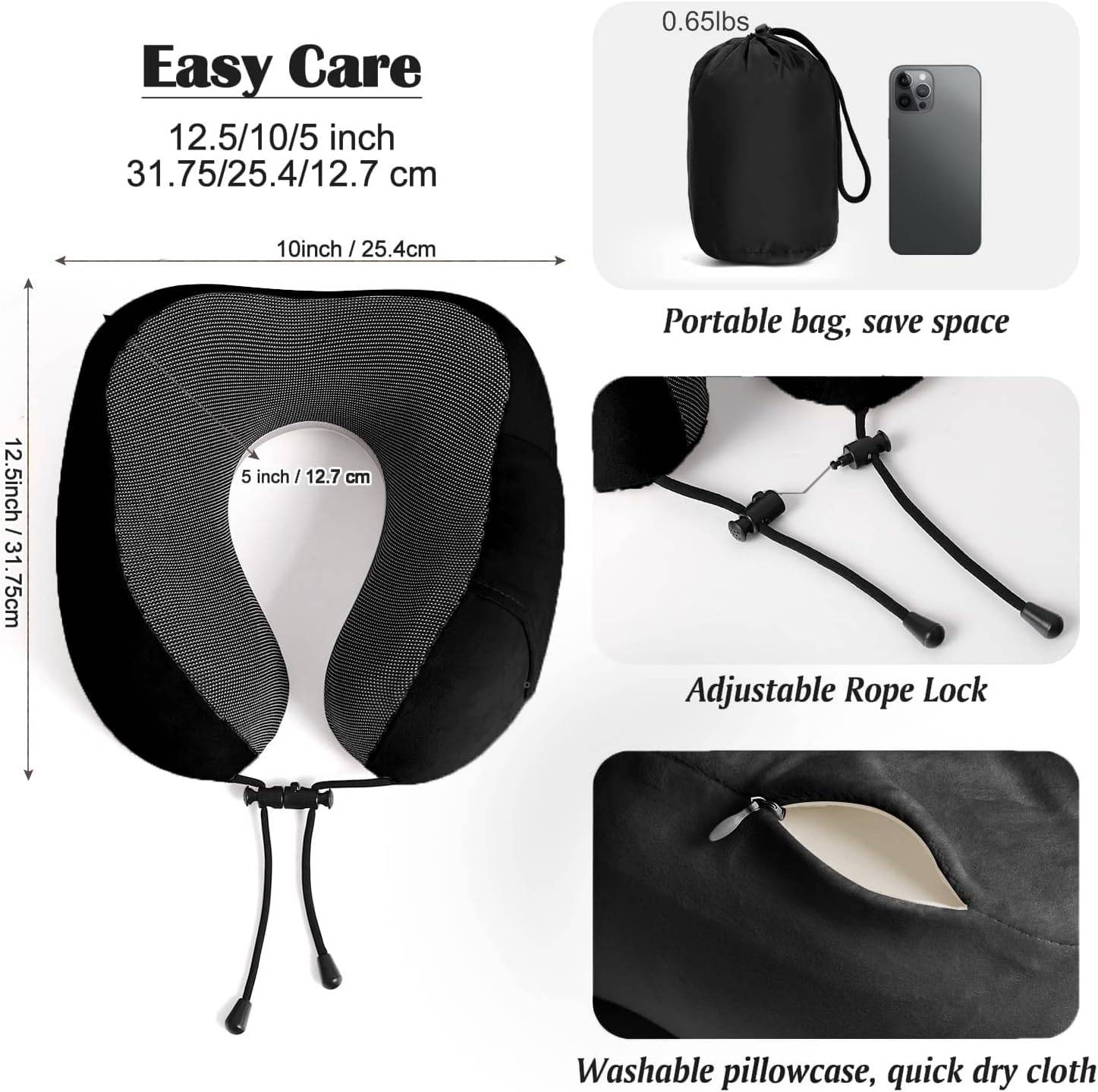 Memory Foam Travel Neck Pillow with Portable Bag - photo 5