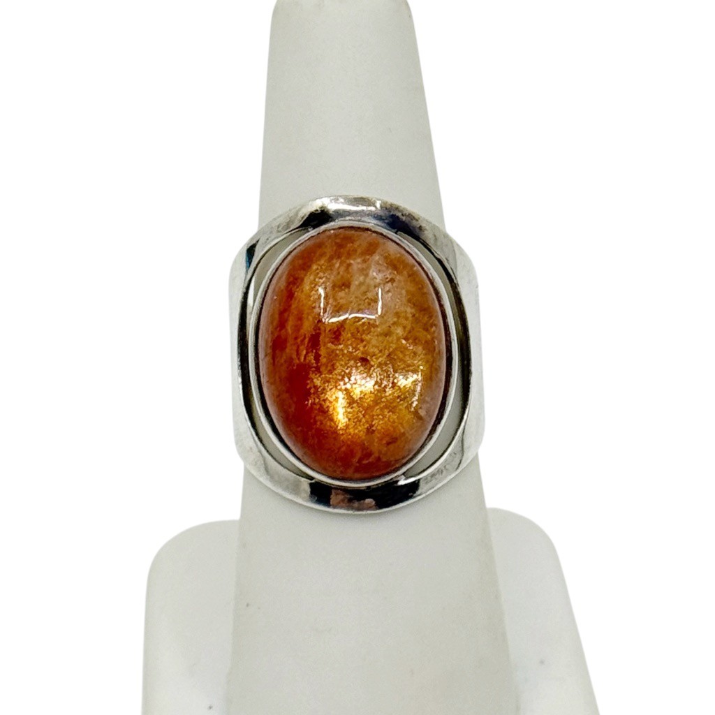 Sterling silver natural sunstone cabochon ring - GM1002 - photo 2