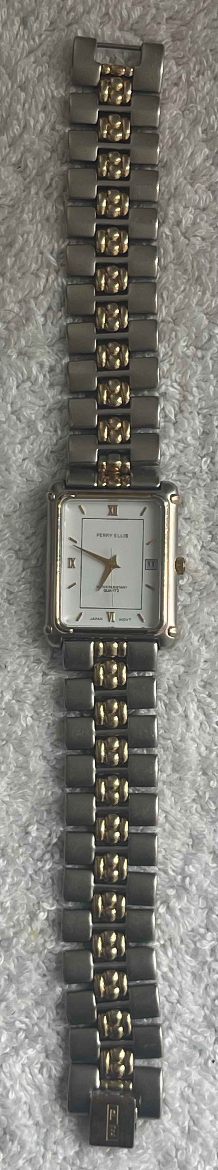 Men's Perry Ellis Two-Tone Tank Watch APE 4108 (Needs Battery) - photo 3