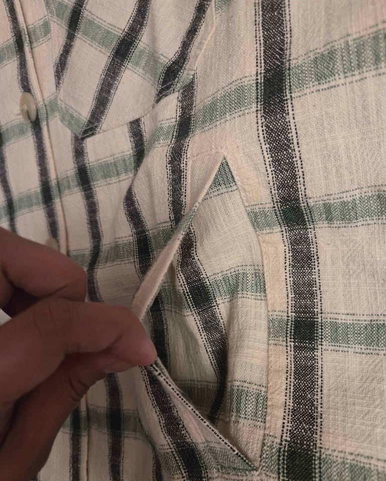 ZARA SHACKET JACKET WOMENS SMALL WHITE GREEN BLACK PLAID PATTERN - photo 5