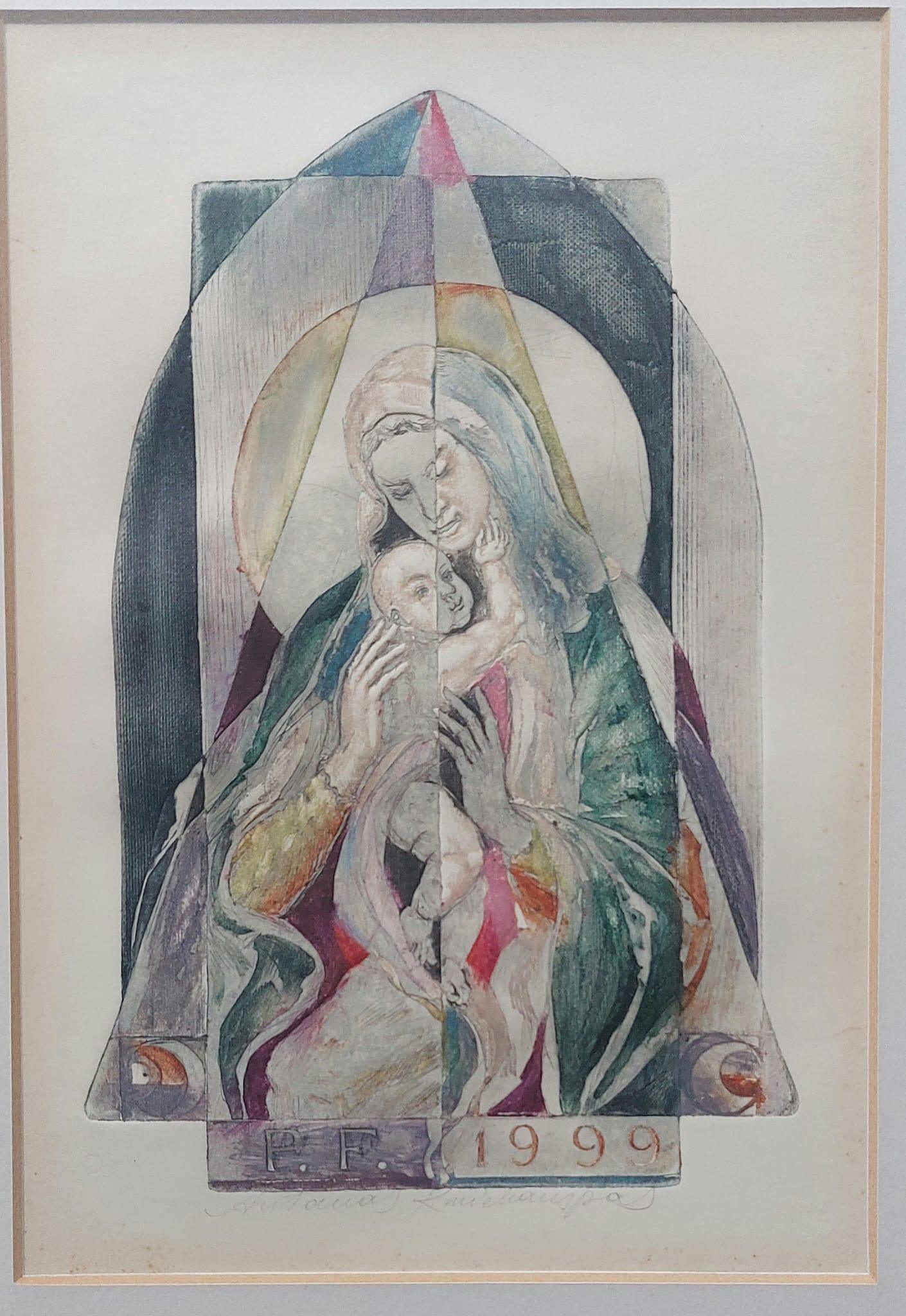 Signed Antanas Kmieliauskas Lithograph – Madonna & Child (1999) - photo 2