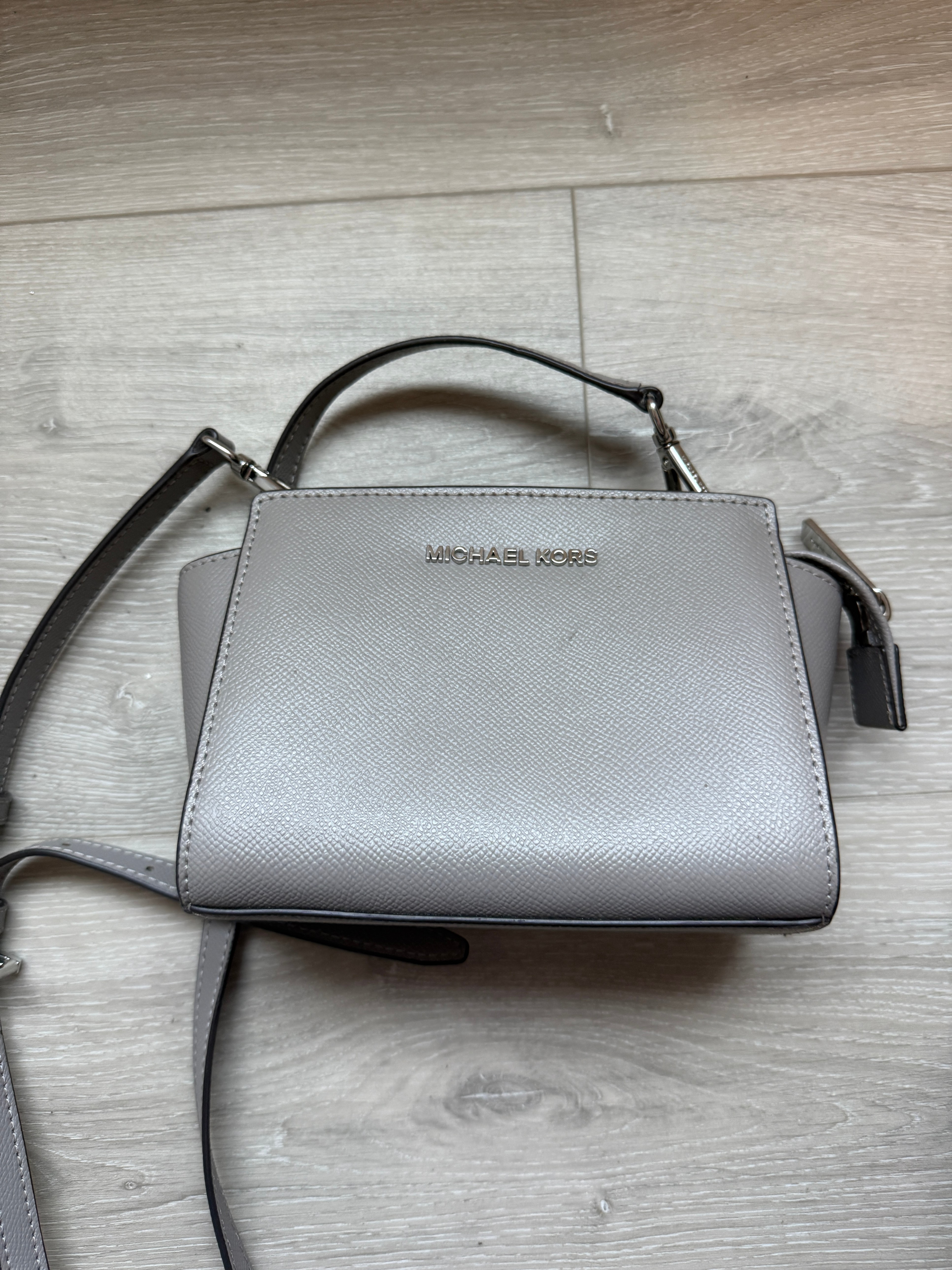 Michael Kors Grey Saffiano Leather Crossbody Bag