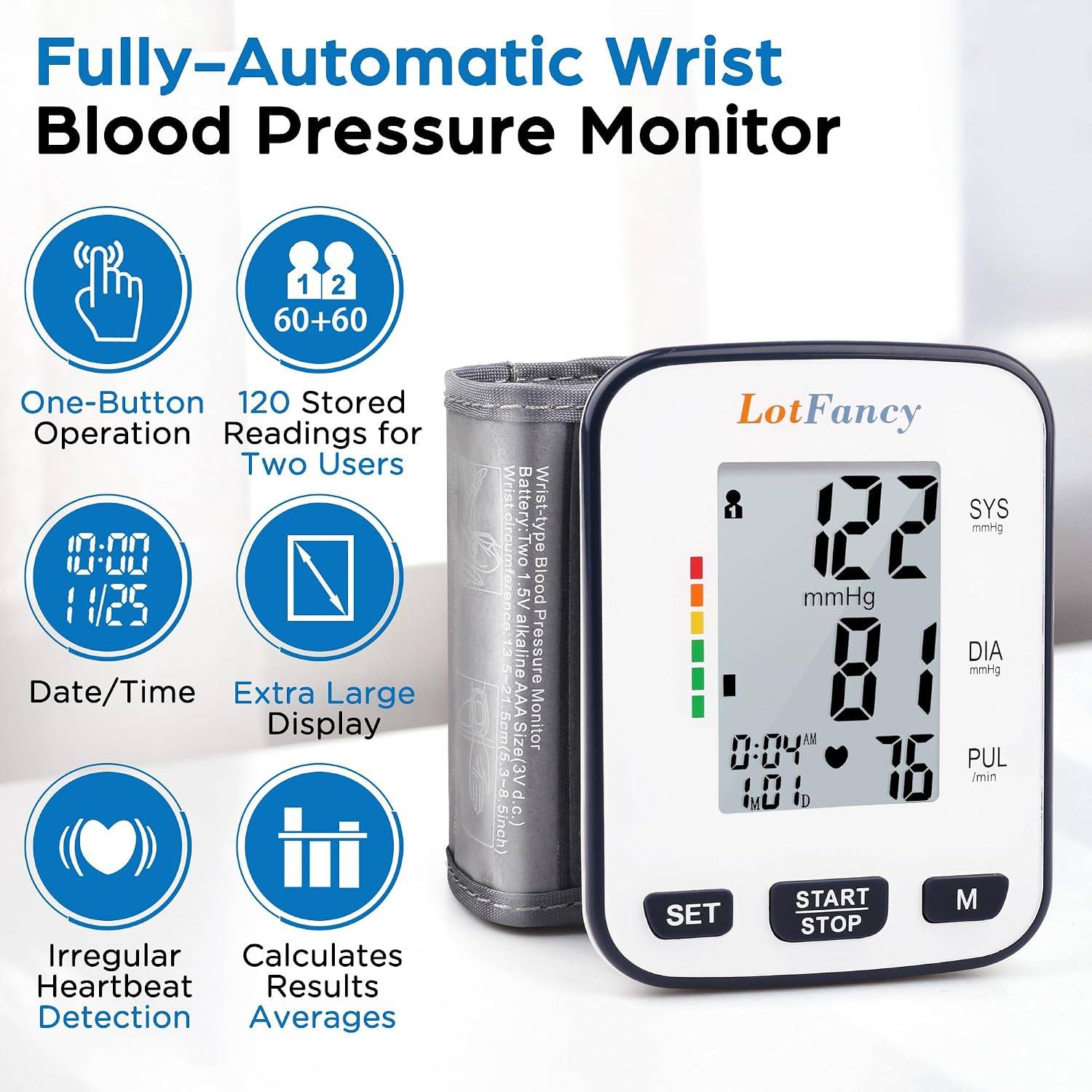 Maynovia Wrist‑Type Fully Automatic Blood Pressure Monitor