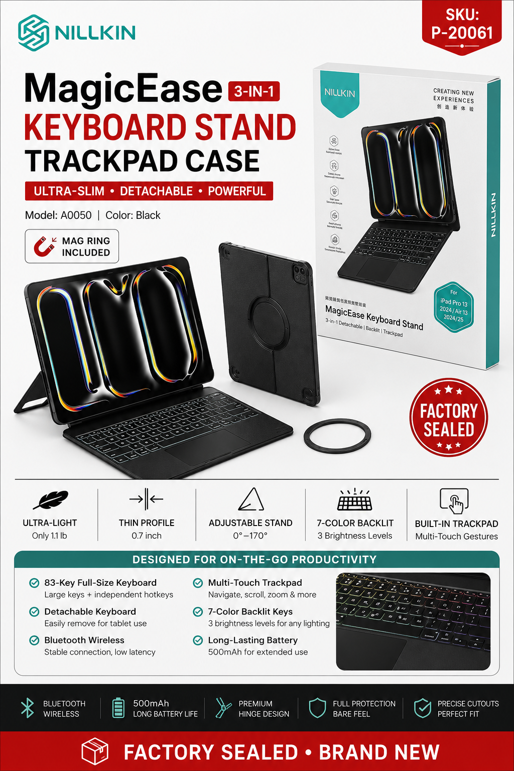Nillkin MagicEase Keyboard Case iPad Pro 13 2024/ Air 13 24/25