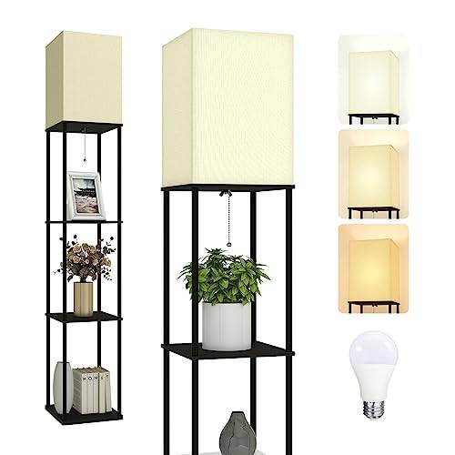 TABEVIO LED Floor Lamp with Shelves - Black, 3 Colour Temps - photo 4
