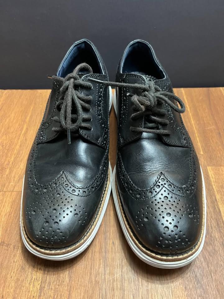 Cole Haan Long Lunargrand Wingtip Black Leather Oxford Shoe