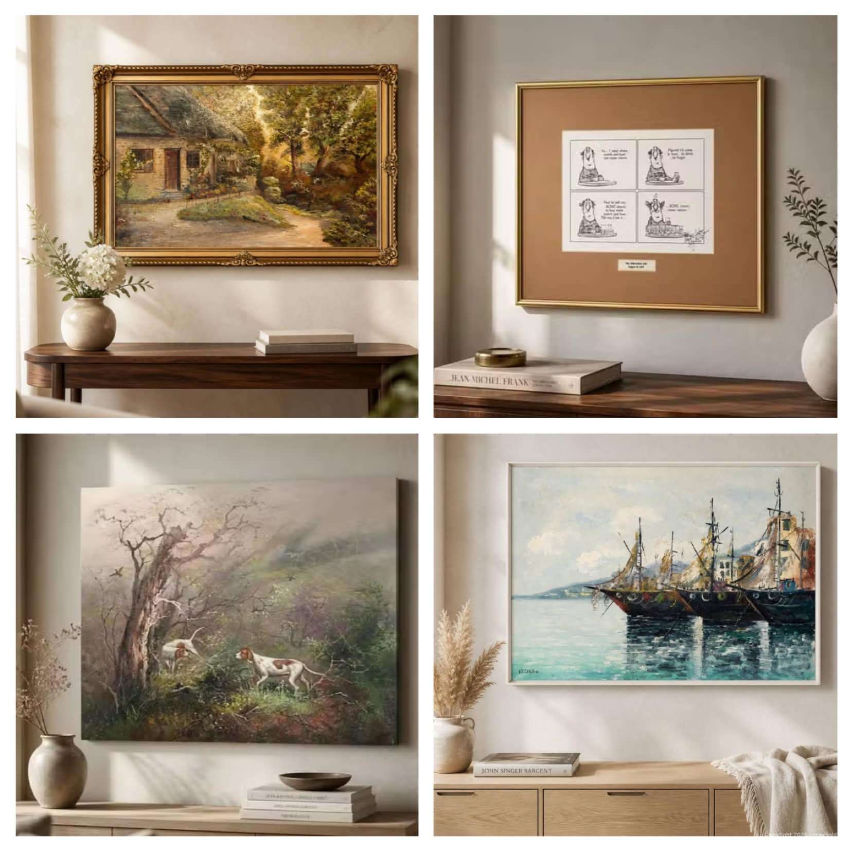 Framed Landscape Oil Painting