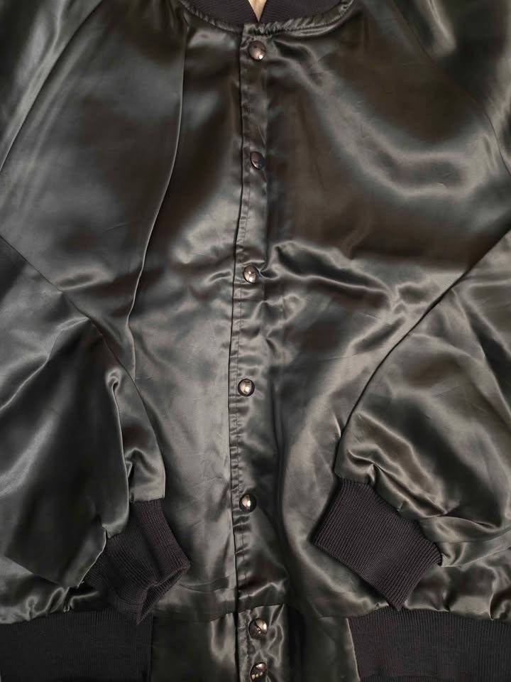 BOMBER JACKET LARGE IN SHINY DARK TEAL COLOURWAY COTTON LINING - photo 5