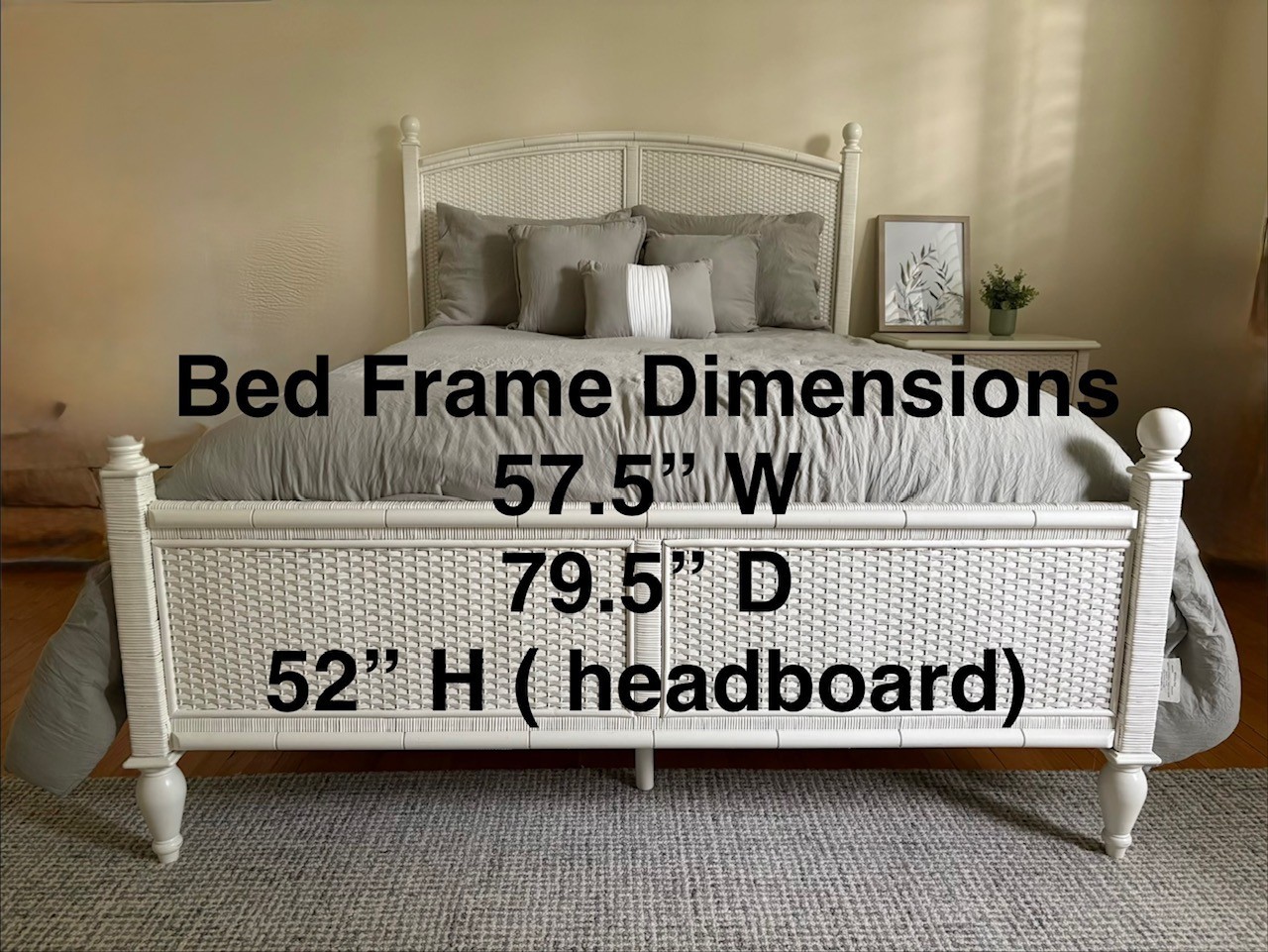 White Wicker Bed Frame and Nightstand Set - photo 4