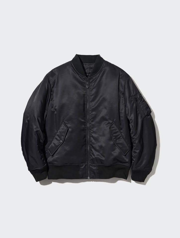 UNIQLO Mens MA-1 Black Bomber Jacket