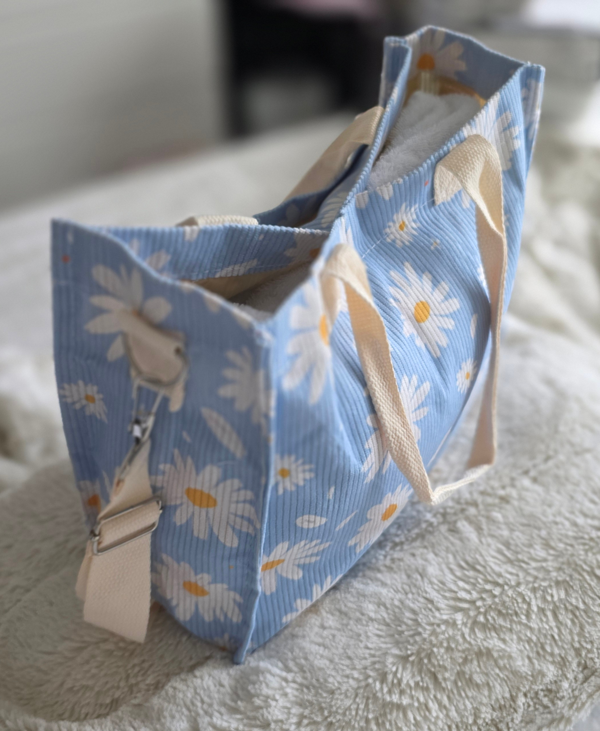 Ladies-Medium-Summer Style "Daisy Pattern"-Corduroy Tote Bag - photo 5