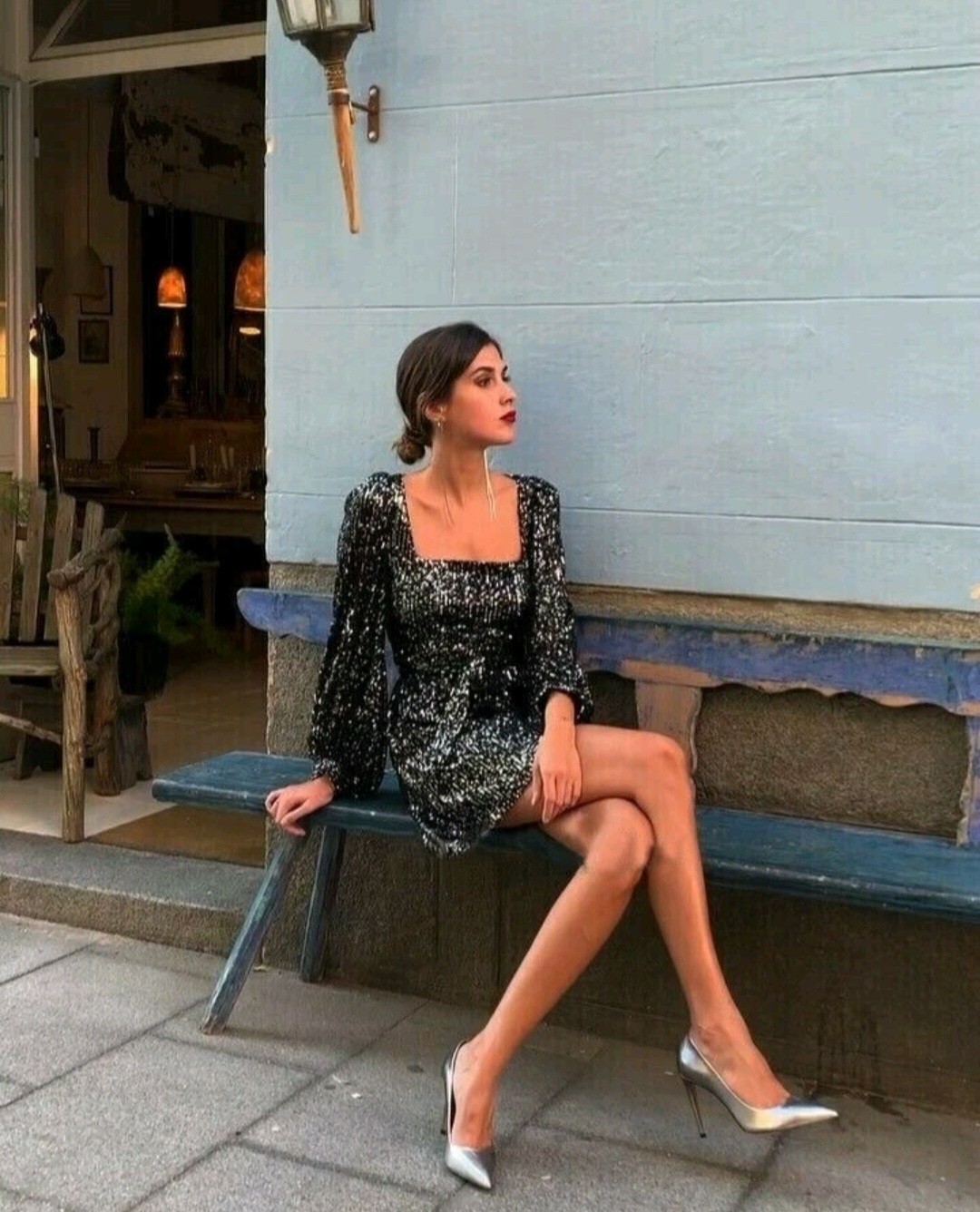 Zara Black Charcoal Long Sleeved Sequin Dress - photo 2
