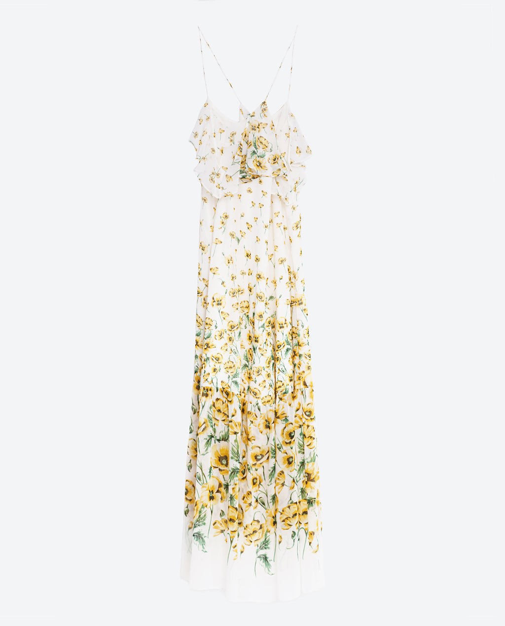 ZARA Floral Off the Shoulder Maxi Dress White Yellow - photo 5