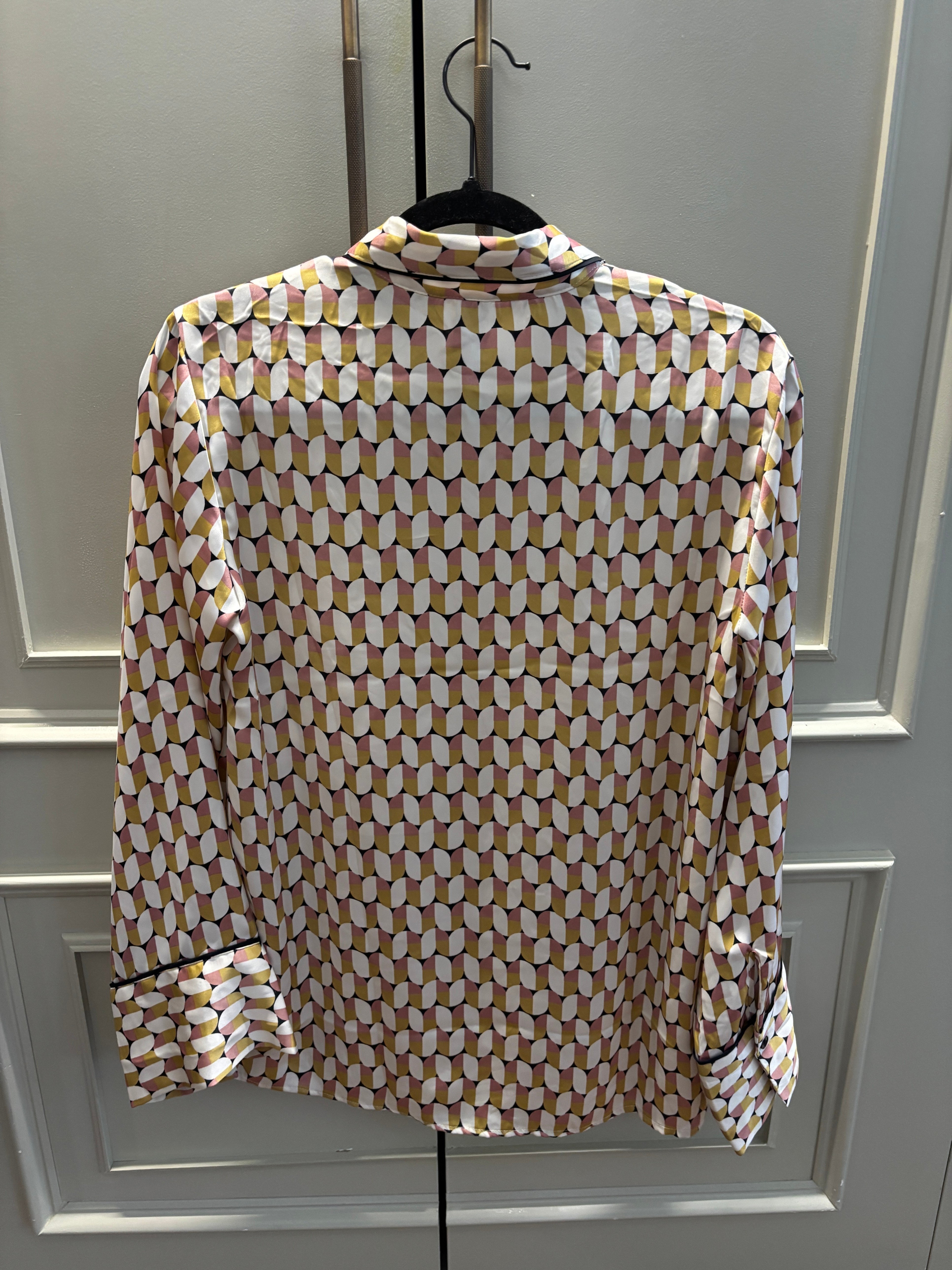 H&M Geometric Retro Print Satin PJ-style Blouse Top - XS - photo 5