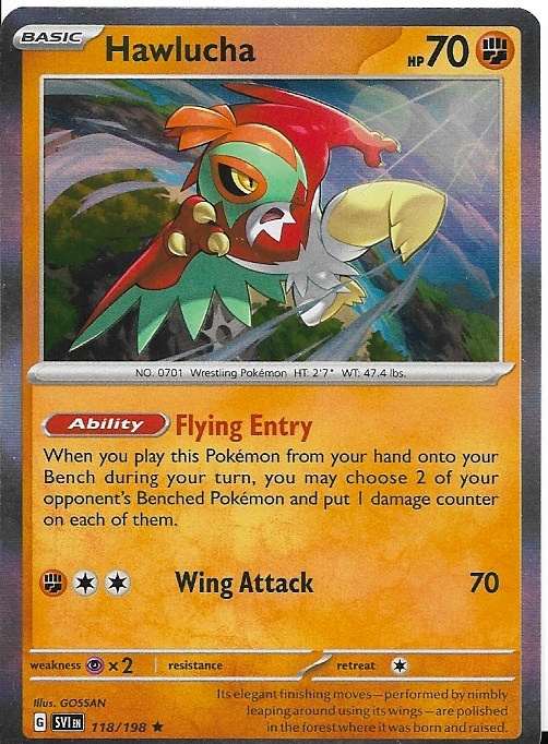 Pokemon Hawlucha 118/198 Scarlet & Violet Base Holo LP