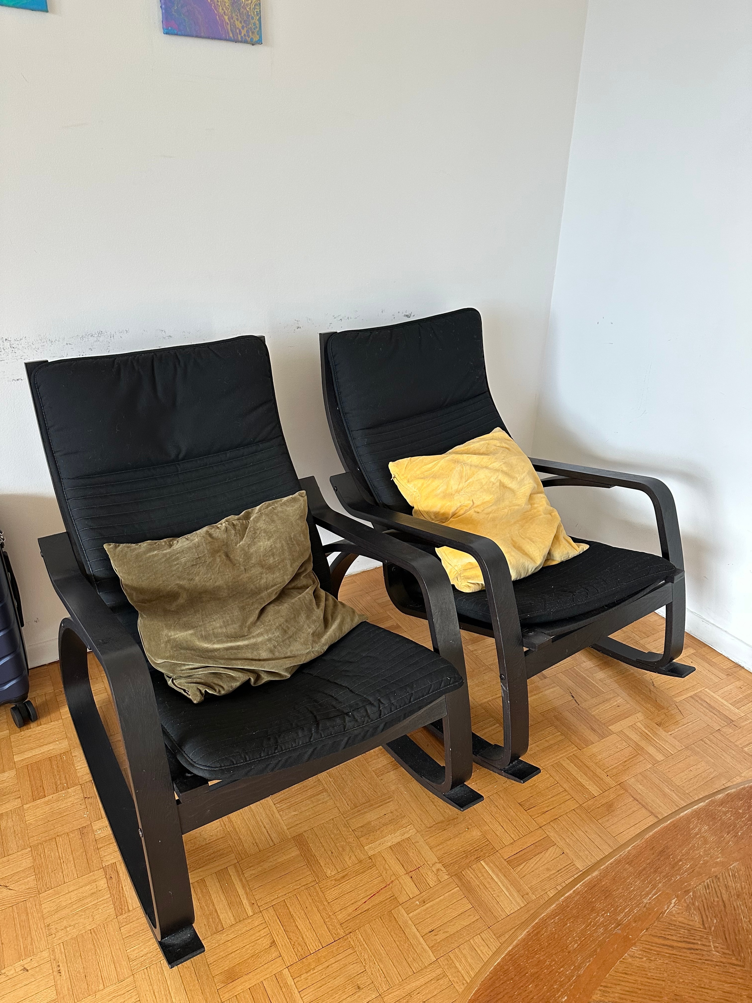 IKEA POÄNG Armchair Set (2 Chairs) – Black Cushions