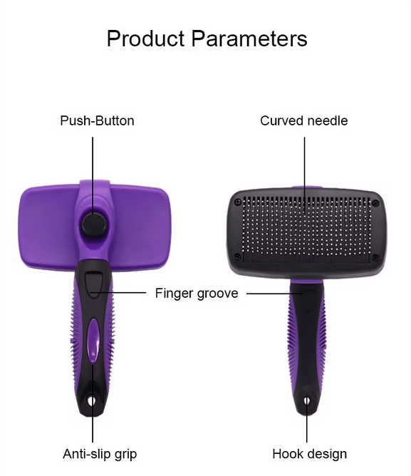 Pet Massage Grooming Brush with Self-Cleaning Button - photo 2