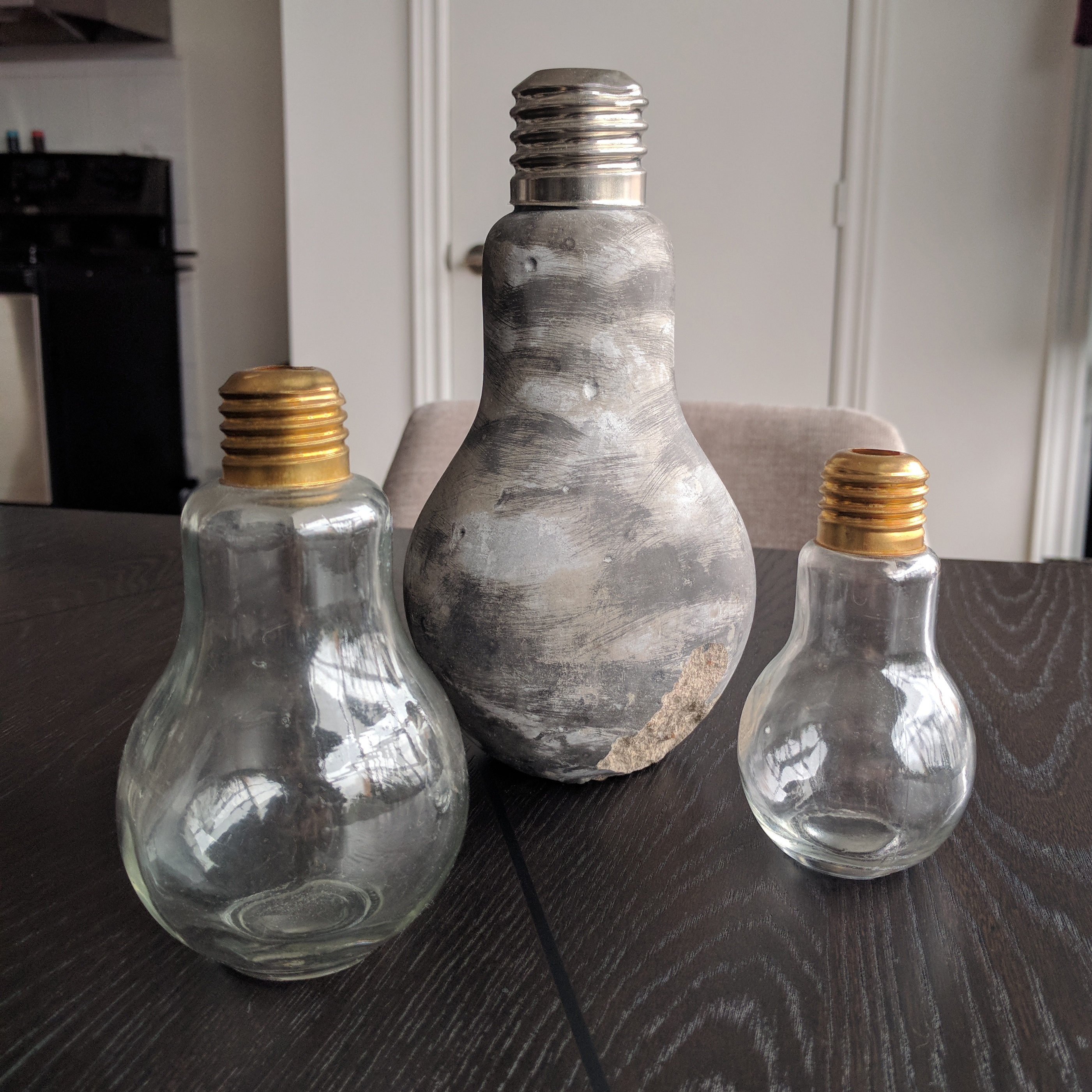 Concrete and Glass Bulb Decorative Flower Vase