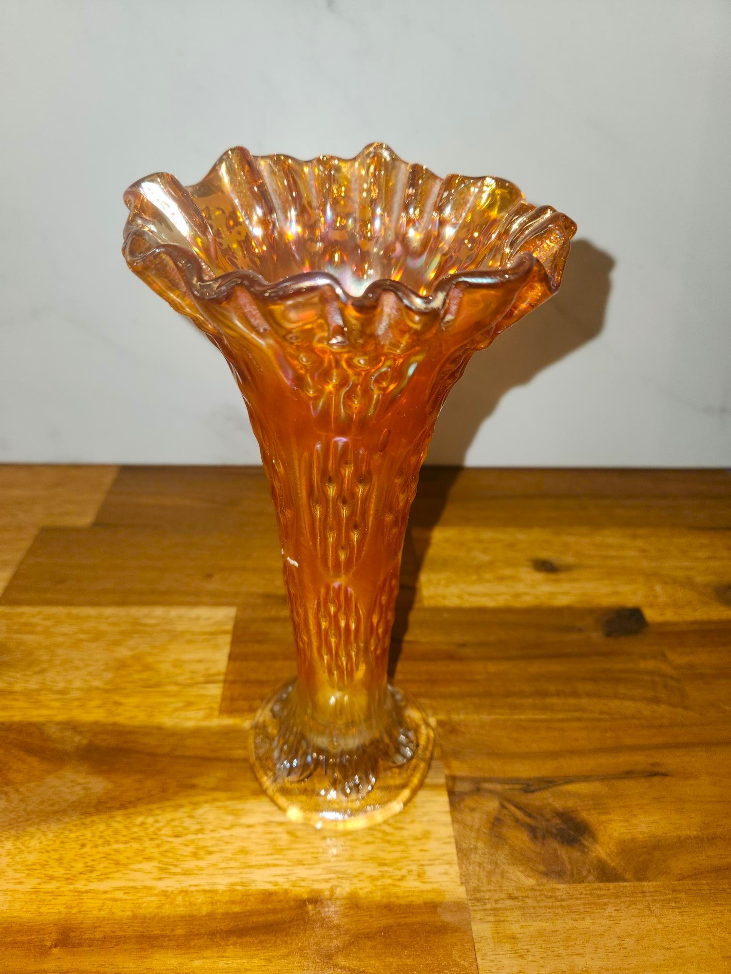 Fenton Marigold Carnival Glass Swung Glass Vase, "April Showers" - photo 2