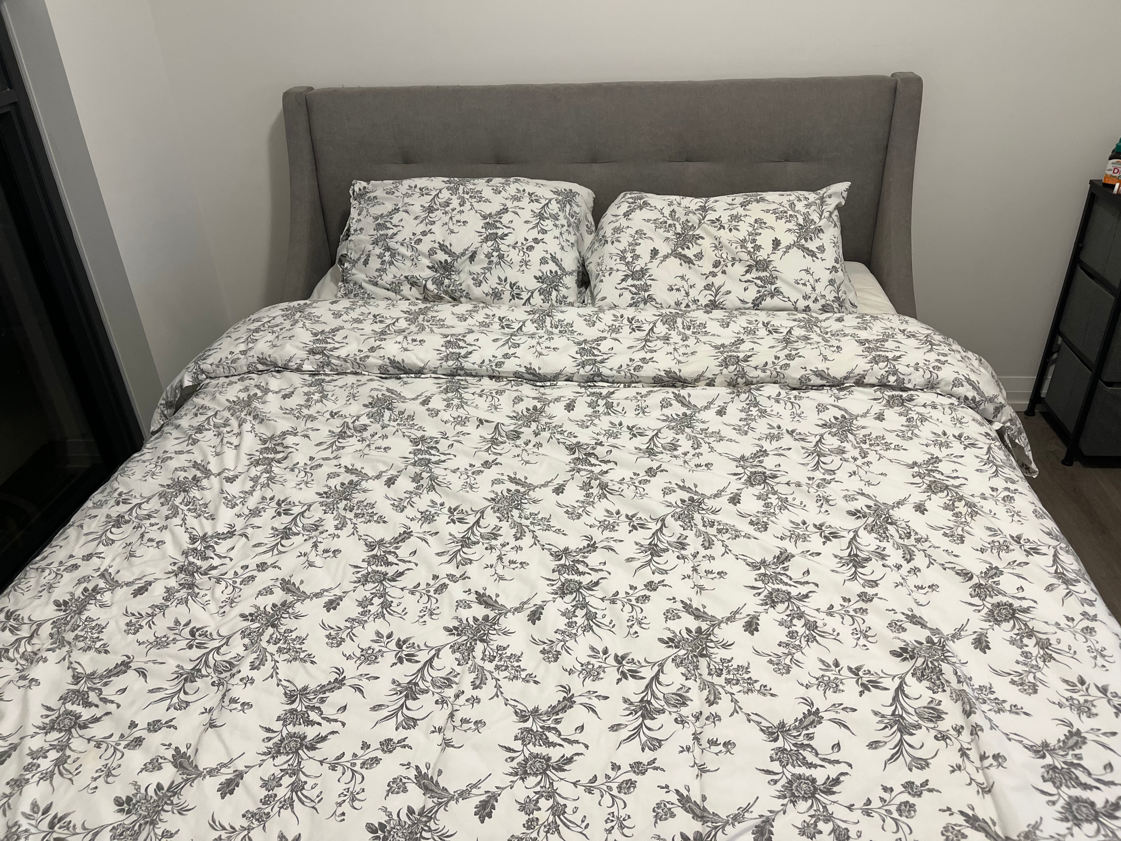 Grey Upholstered Wingback Bed Frame - photo 2