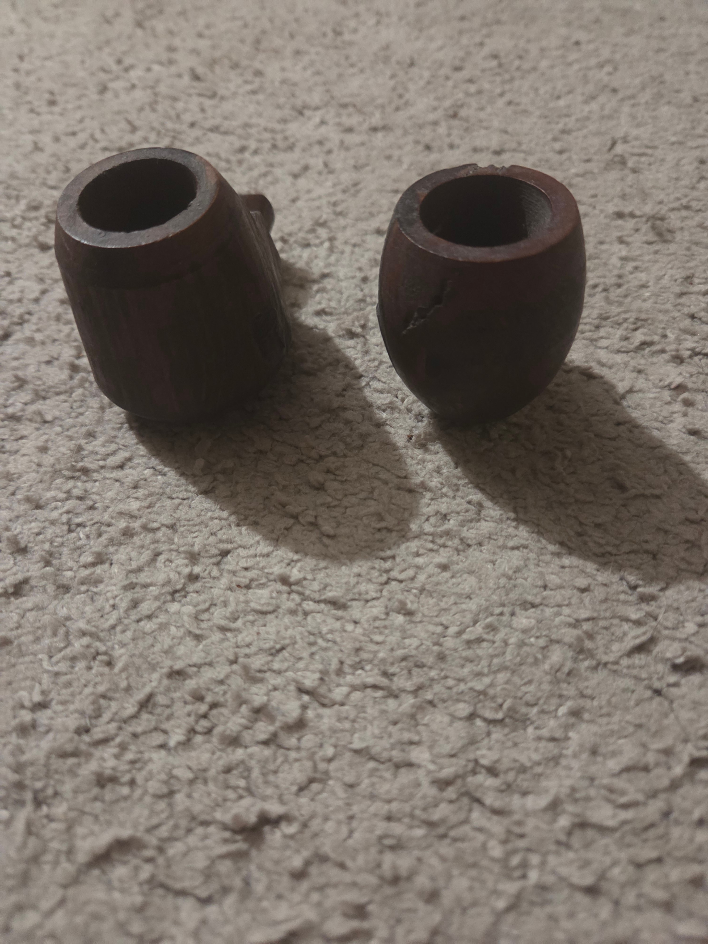 Pair of Vintage Carved Wooden Candle Holders, Rustic Decor - photo 2
