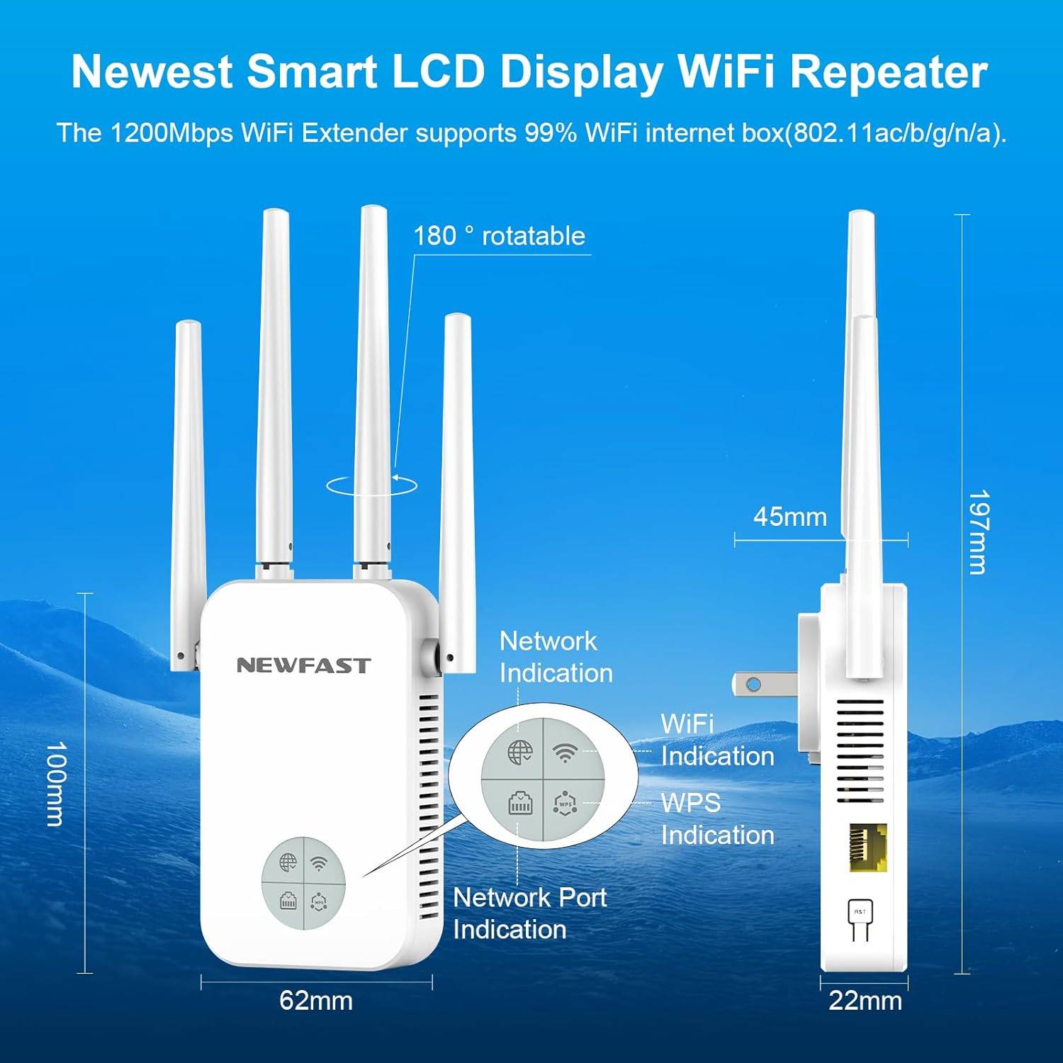 NEWFAST 1200Mbps WiFi Extender, Dual-Band WiFi Signal Booster - photo 4