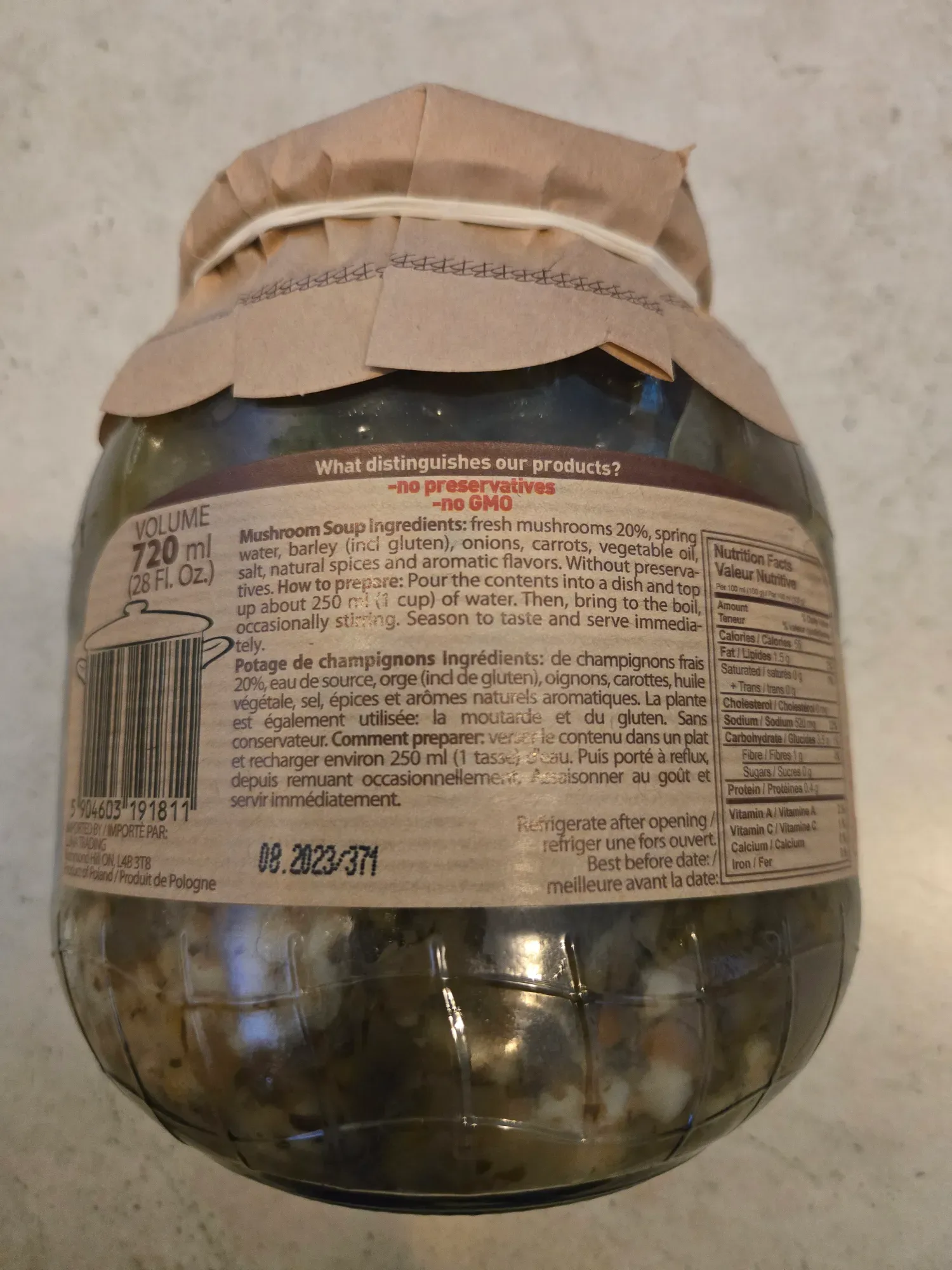 BNIB Artisanal Dworek Mushroom Soup /Potage de Champignons 720ml - photo 2