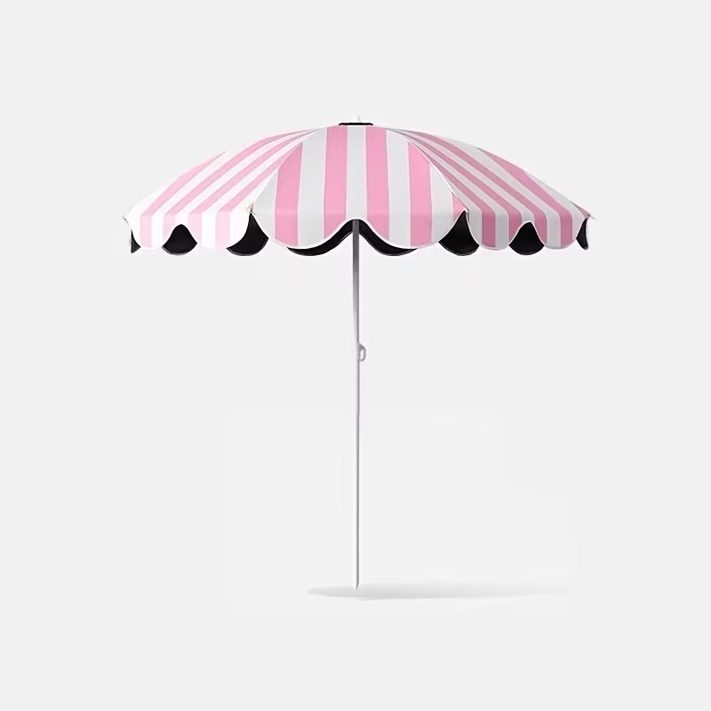 Pink/White Striped Outdoor Sunshade Umbrella