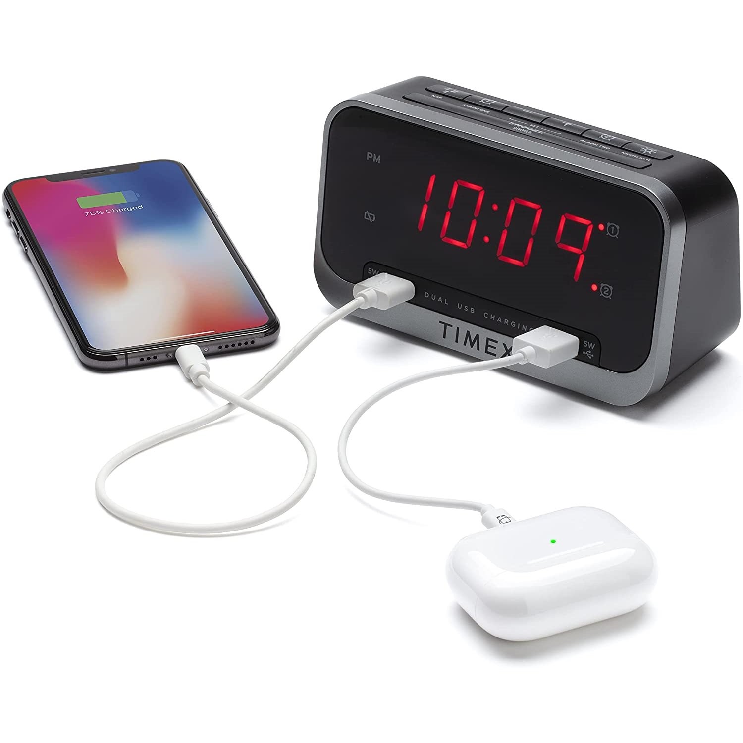 Timex Dual Alarm Clock - Dual USB Charging + Nightlight - photo 5