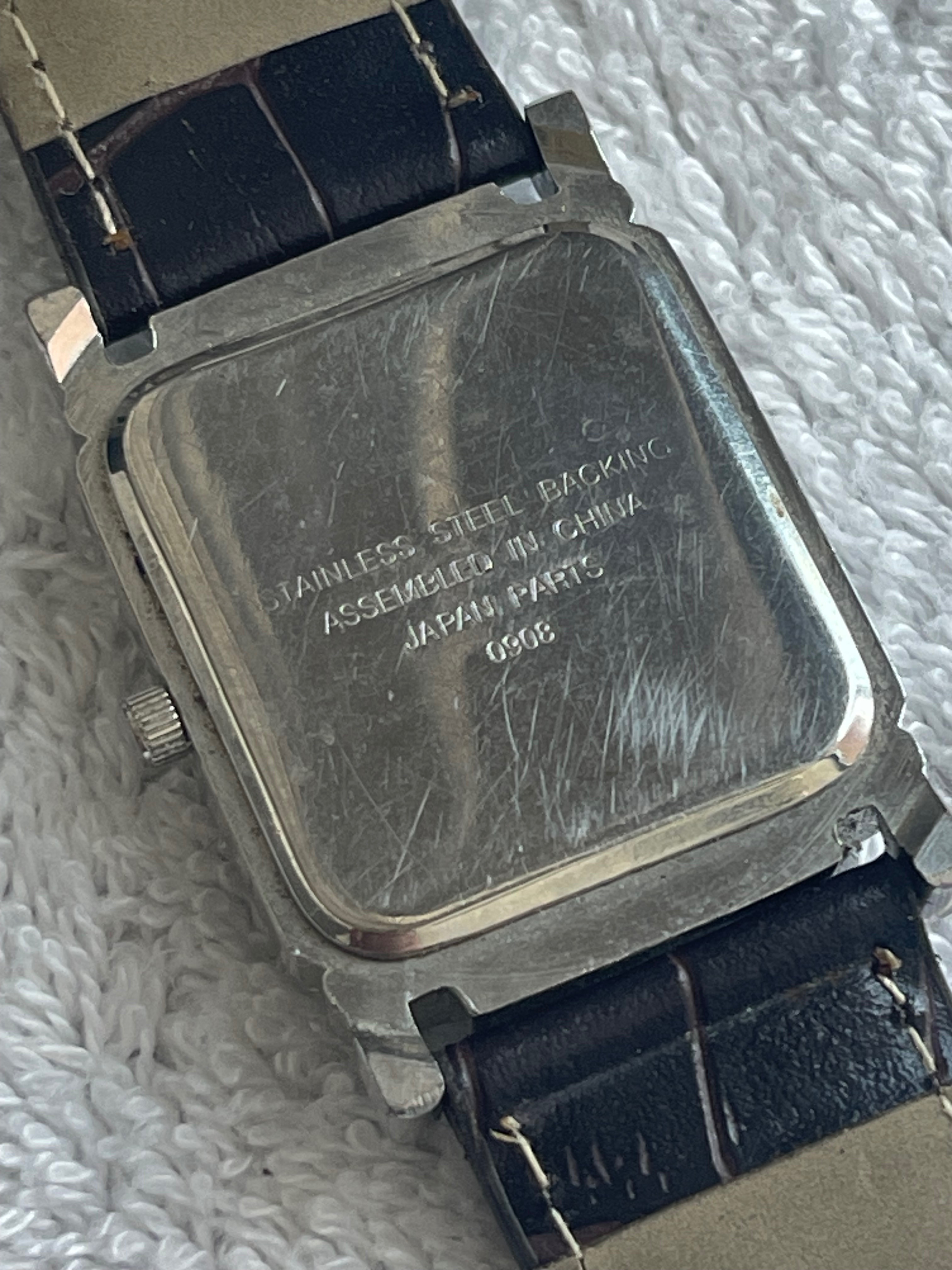 Vintage PCA Rectangular Tank Watch – Dark Brown Leather - photo 3